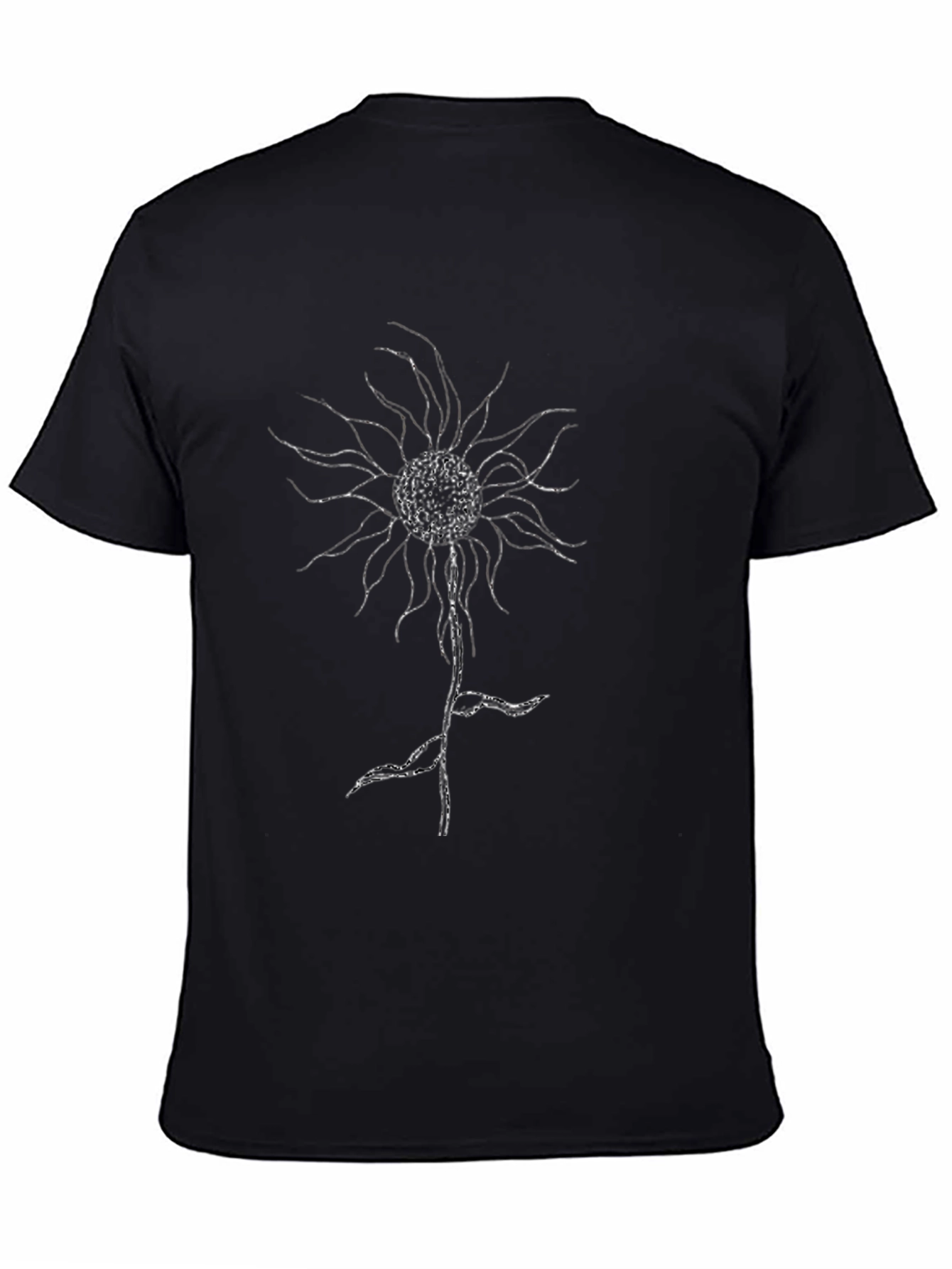 Black T-Shirt with Abstract Floral Graphic