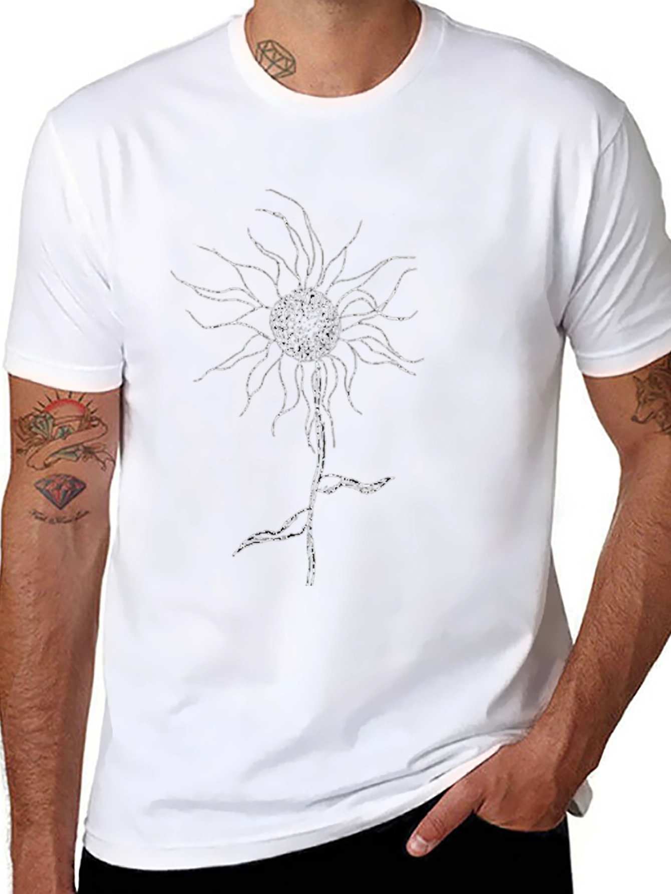 Black T-Shirt with Abstract Floral Graphic
