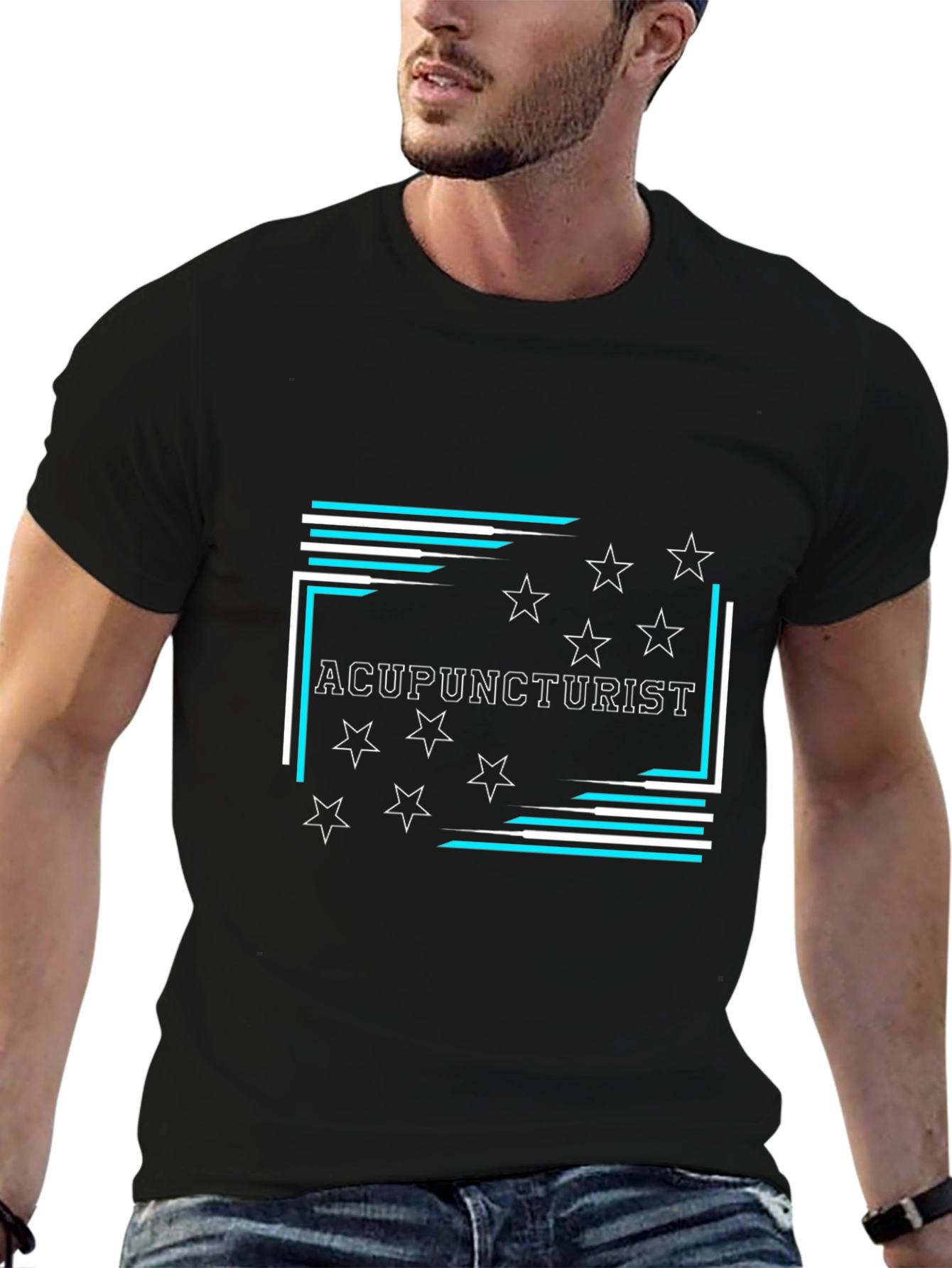 Acupuncturist Star Graphic Black T-Shirt