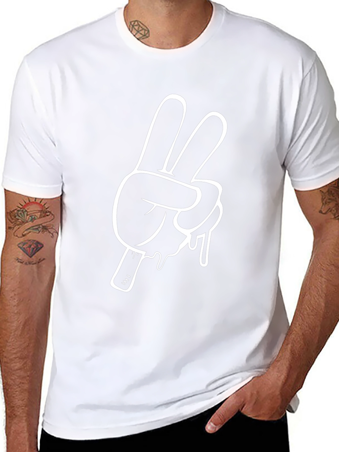 Cool Peace Sign Graphic Tee - Black