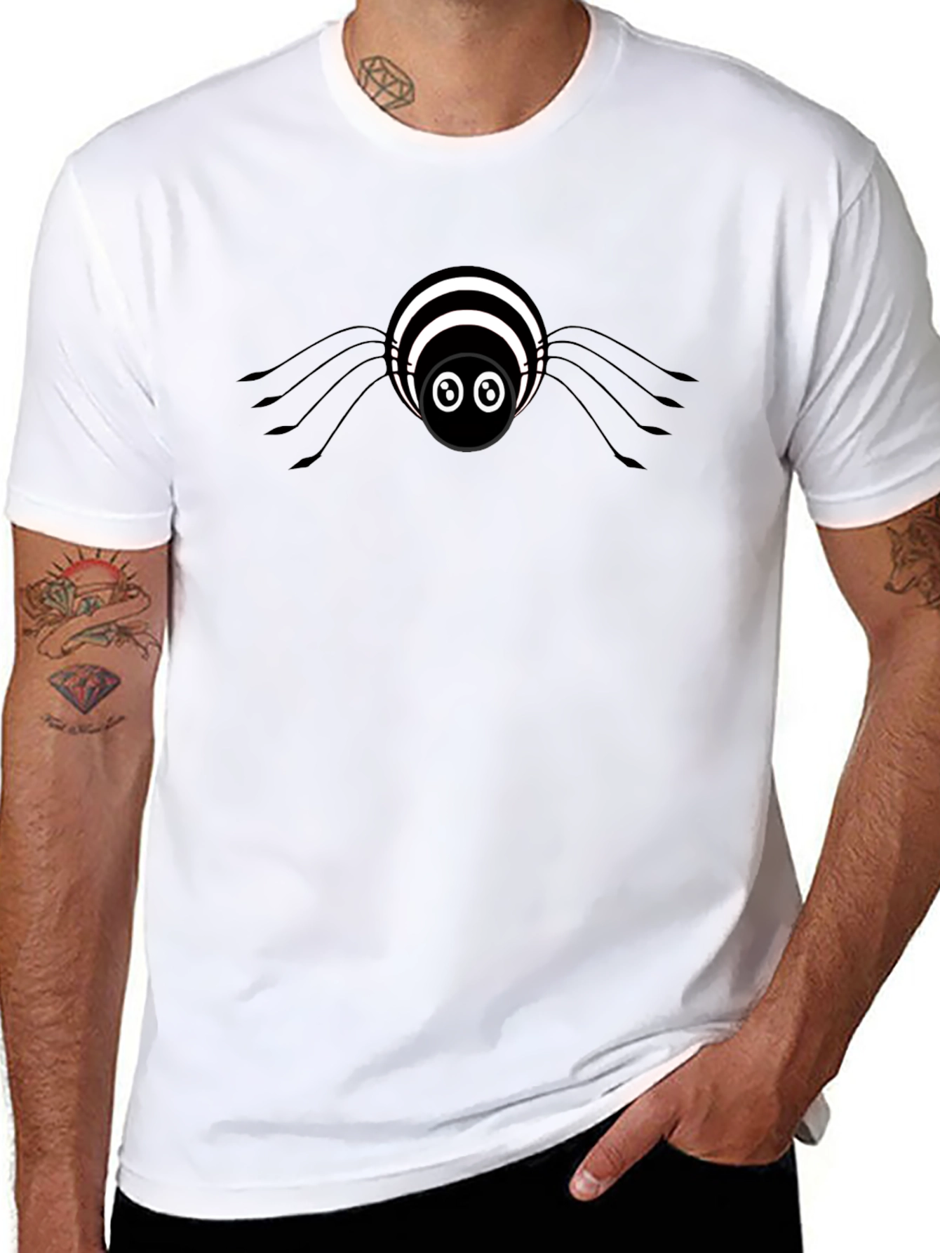 Black Spider Graphic Tee - Mens Casual Cotton Shirt