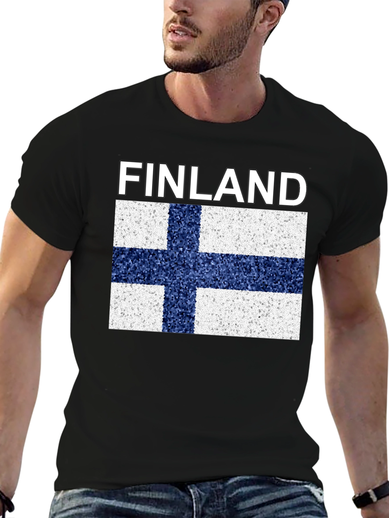 Finland Flag T-Shirt - Black Graphic Tee