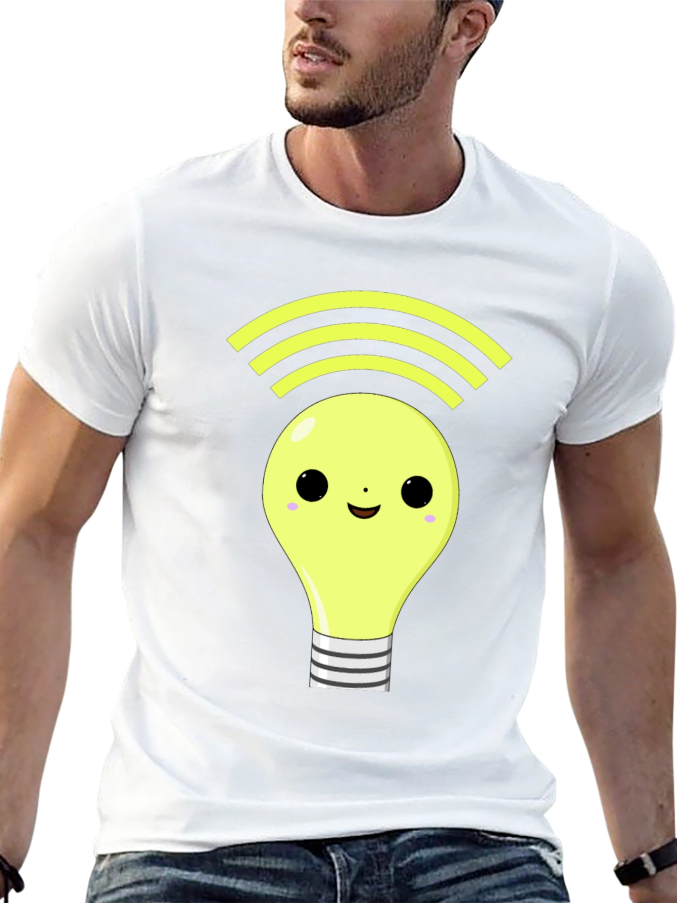 Light Bulb WiFi Graphic Tee - Black Cotton T-Shirt
