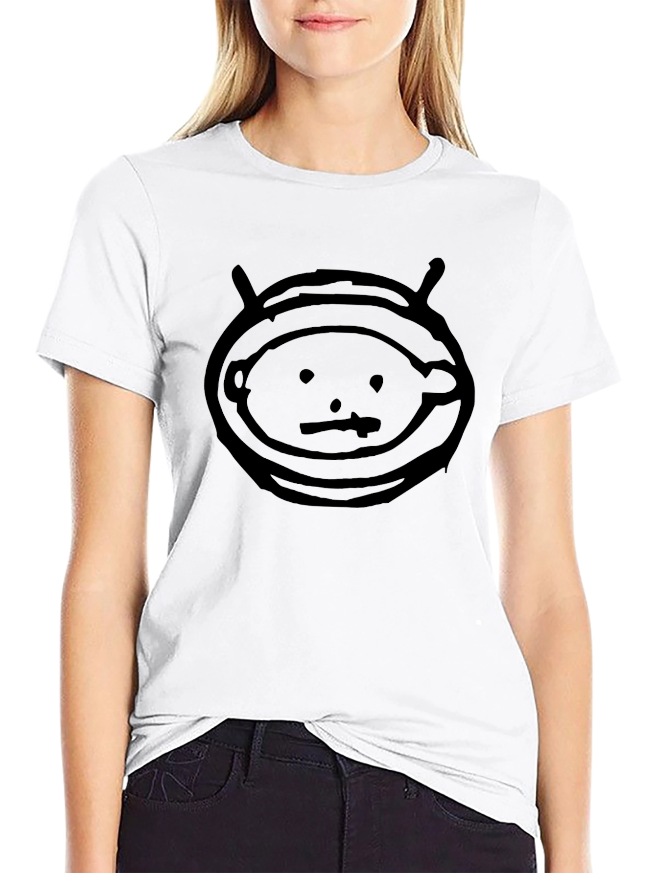 Black T-Shirt with Alien Head Graphic