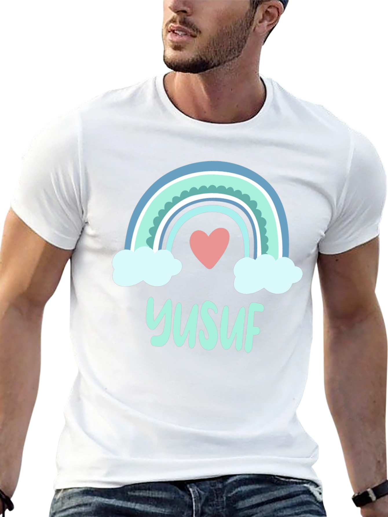 Yusuf Rainbow Heart T-Shirt - Personalized Gift