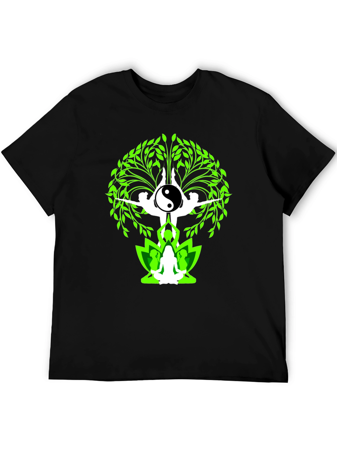 Yin Yang Yoga Tree Graphic Tee - Black