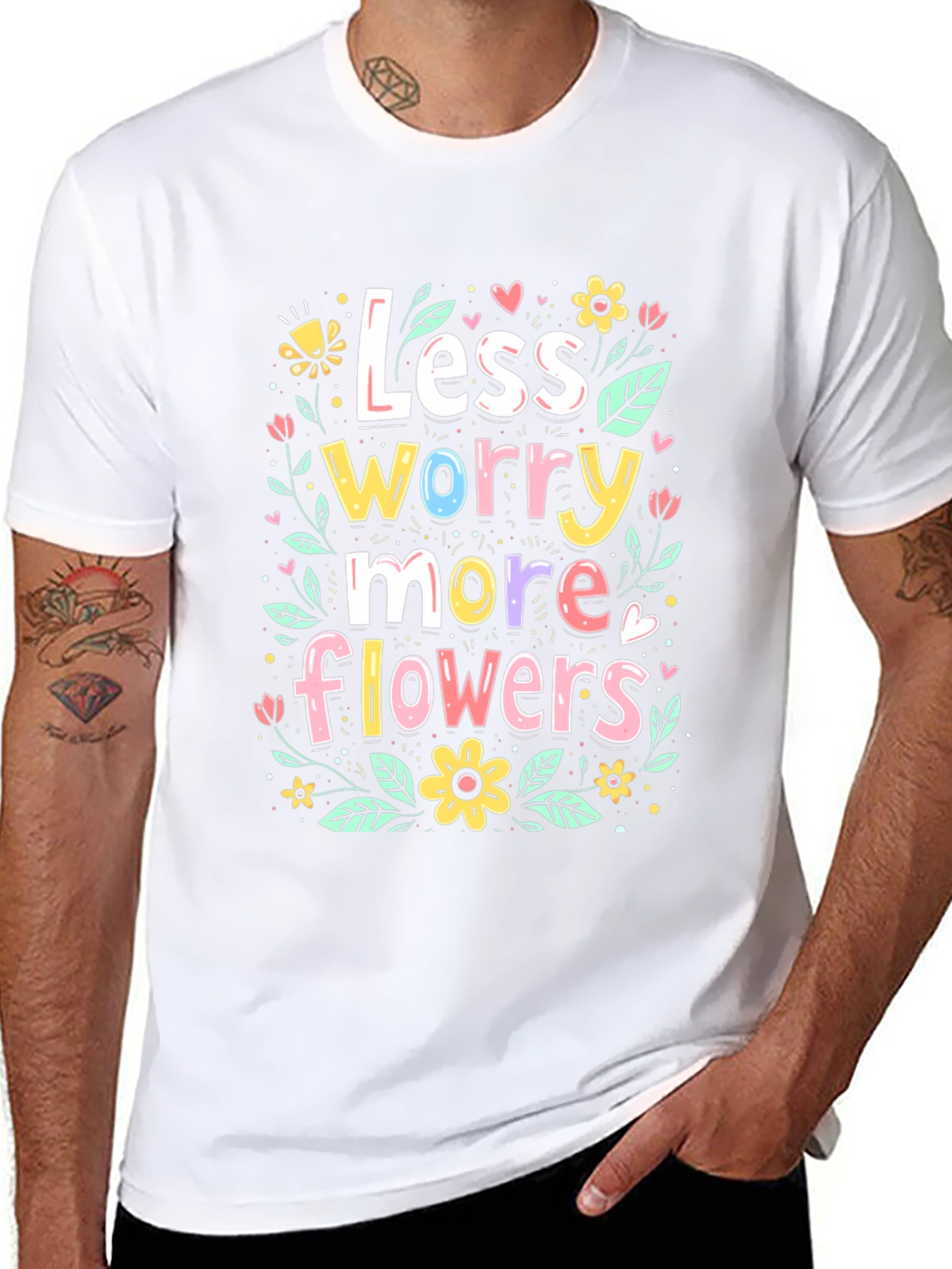 Less Worry More Flowers Graphic Tee