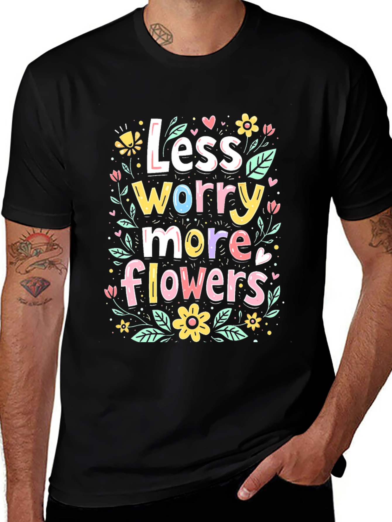 Less Worry More Flowers Graphic Tee