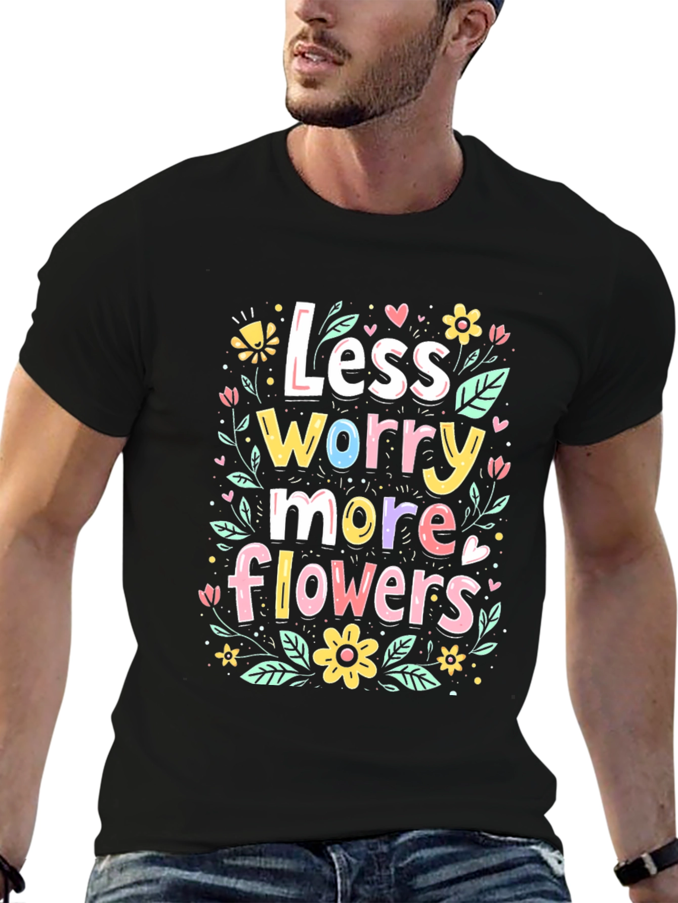 Less Worry More Flowers Graphic Tee