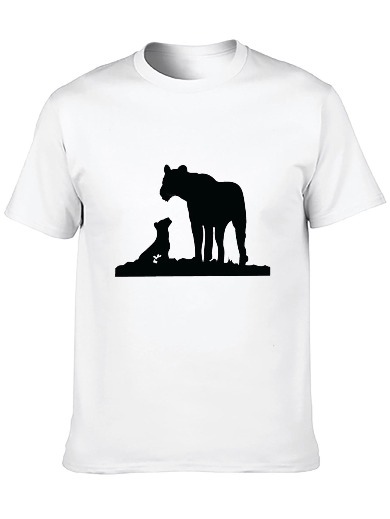 Lion Family Silhouette Black T-Shirt