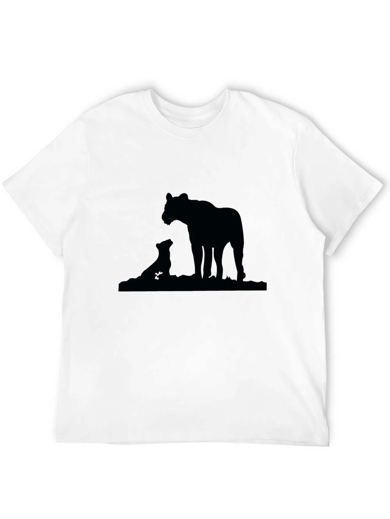 Lion Family Silhouette Black T-Shirt