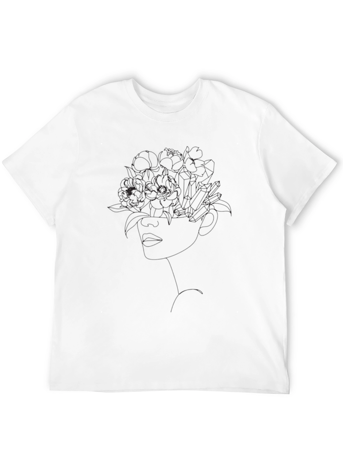 Floral Woman Graphic Tee - Stylish Black T-Shirt