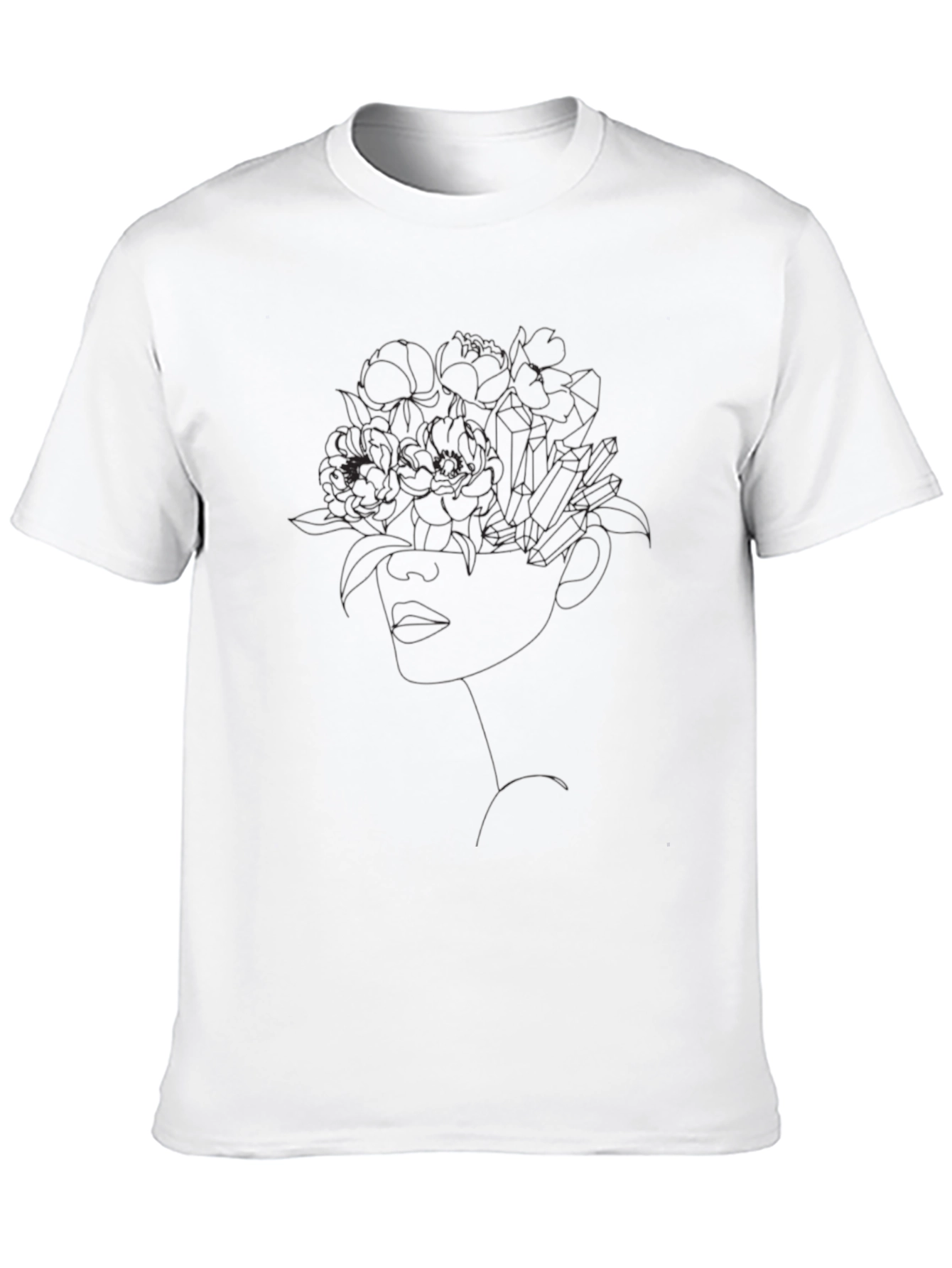 Floral Woman Graphic Tee - Stylish Black T-Shirt
