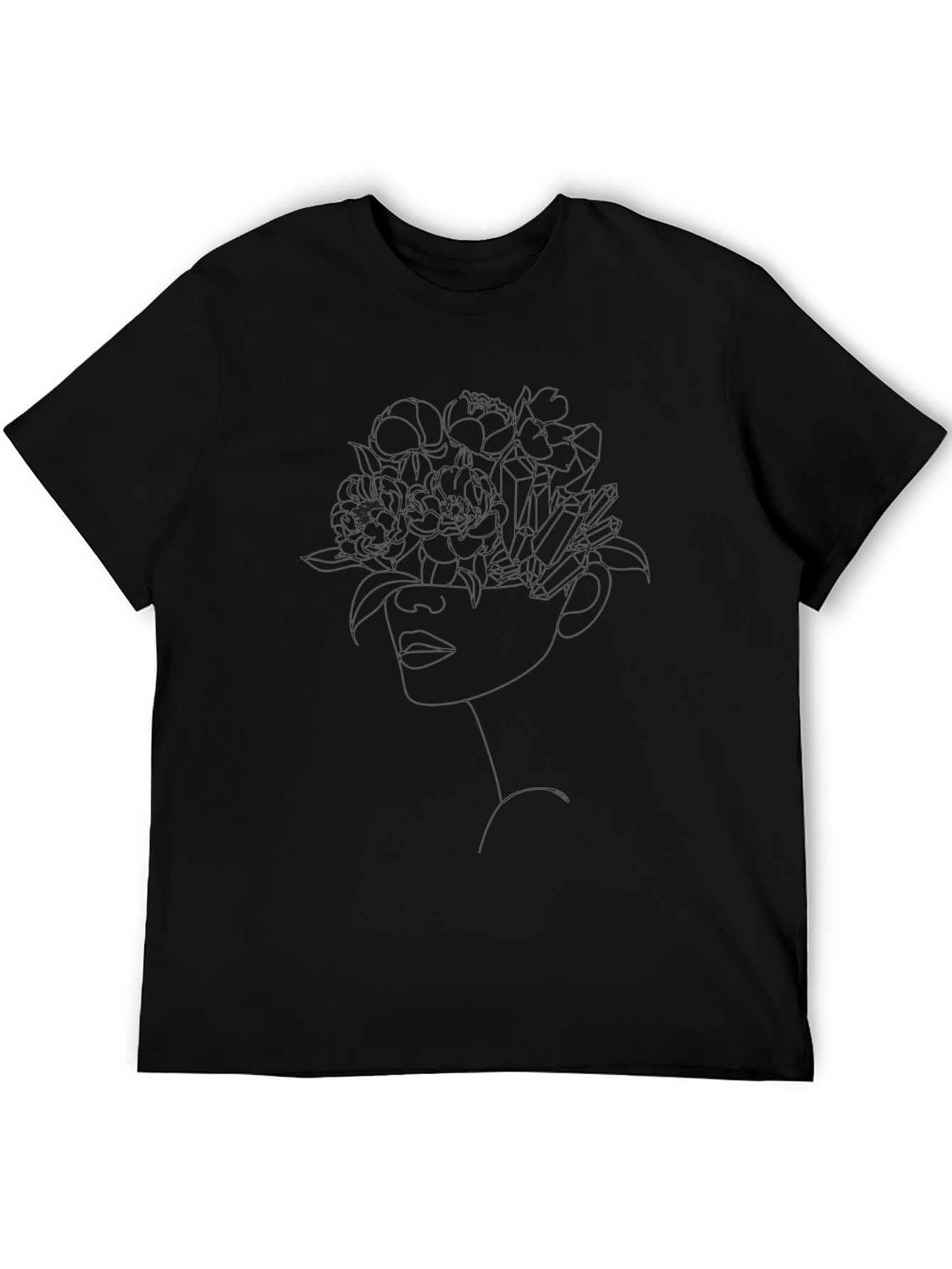 Floral Woman Graphic Tee - Stylish Black T-Shirt