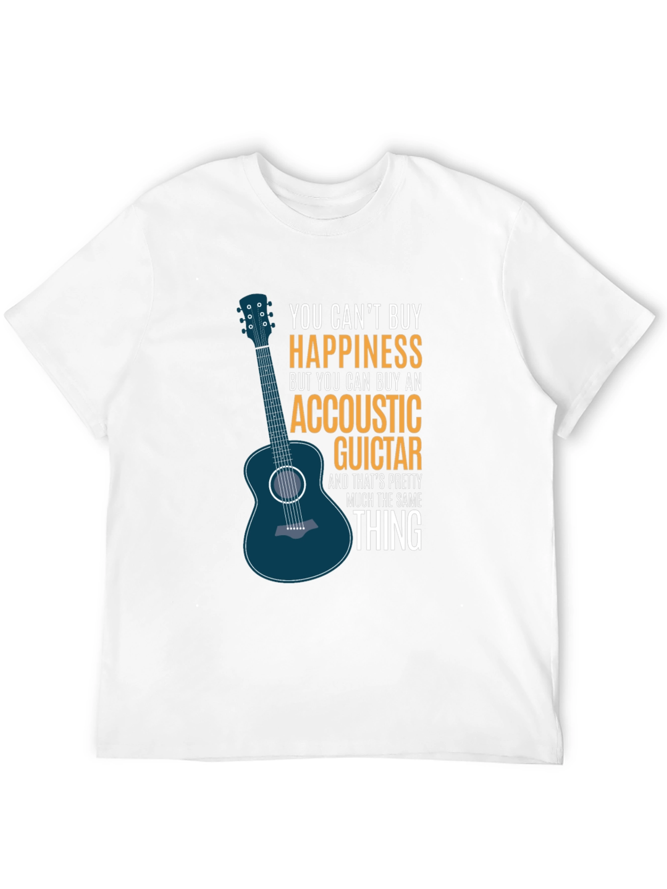 Acoustic Guitar Happiness Black T-Shirt