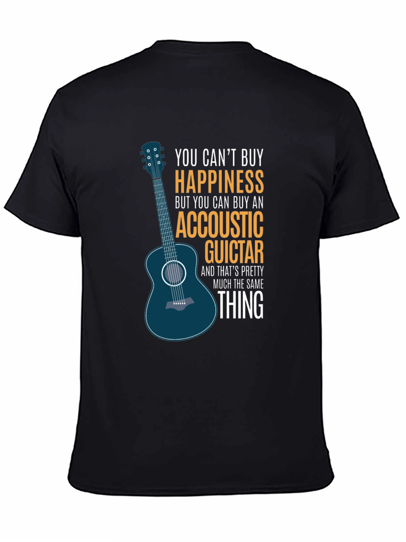 Acoustic Guitar Happiness Black T-Shirt