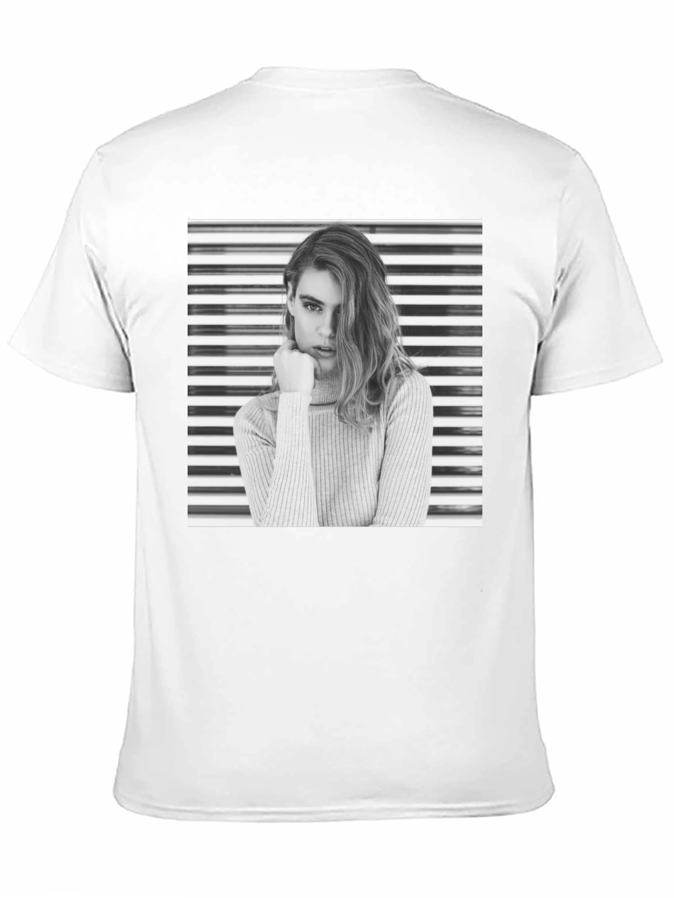 Modern Black T-Shirt with Striking Woman Graphic