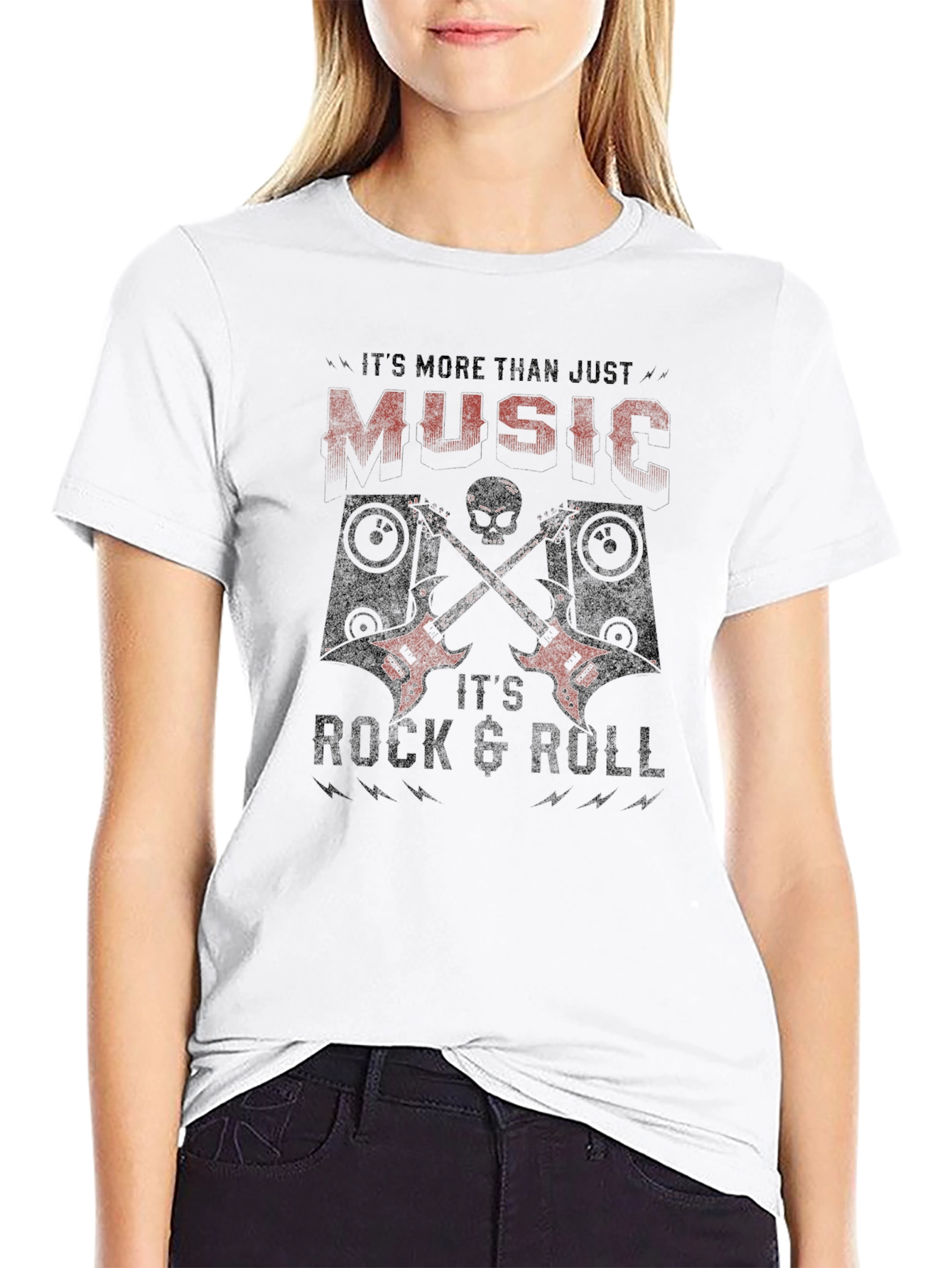 Rock & Roll T-Shirt - Music Skull & Guitars