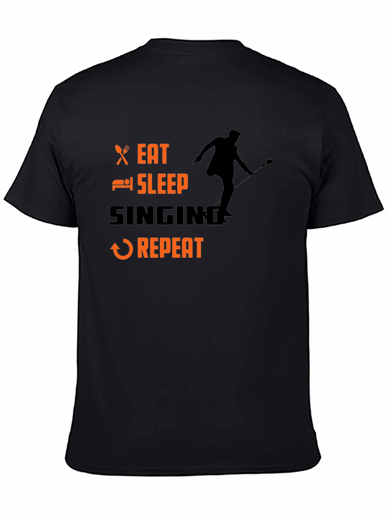 Eat Sleep Singing Repeat Black T-Shirt
