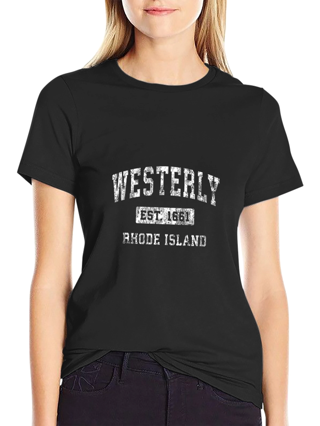 Westerly Rhode Island Est. 1661 Black T-Shirt