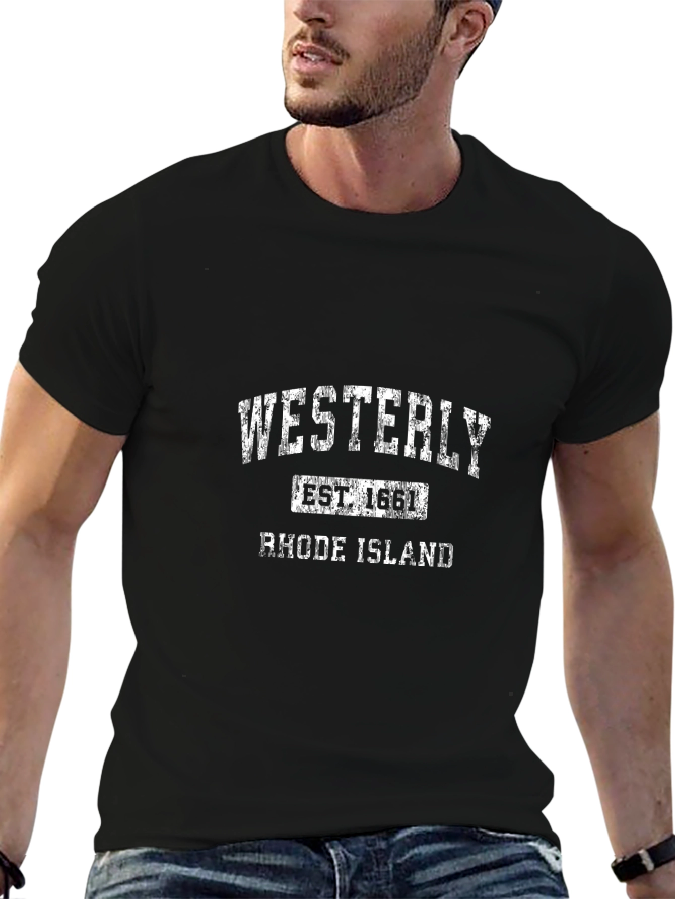Westerly Rhode Island Est. 1661 Black T-Shirt