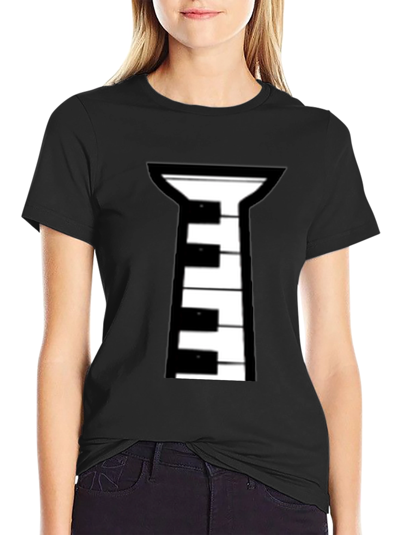 Piano Tie Black T-Shirt - Musical Style