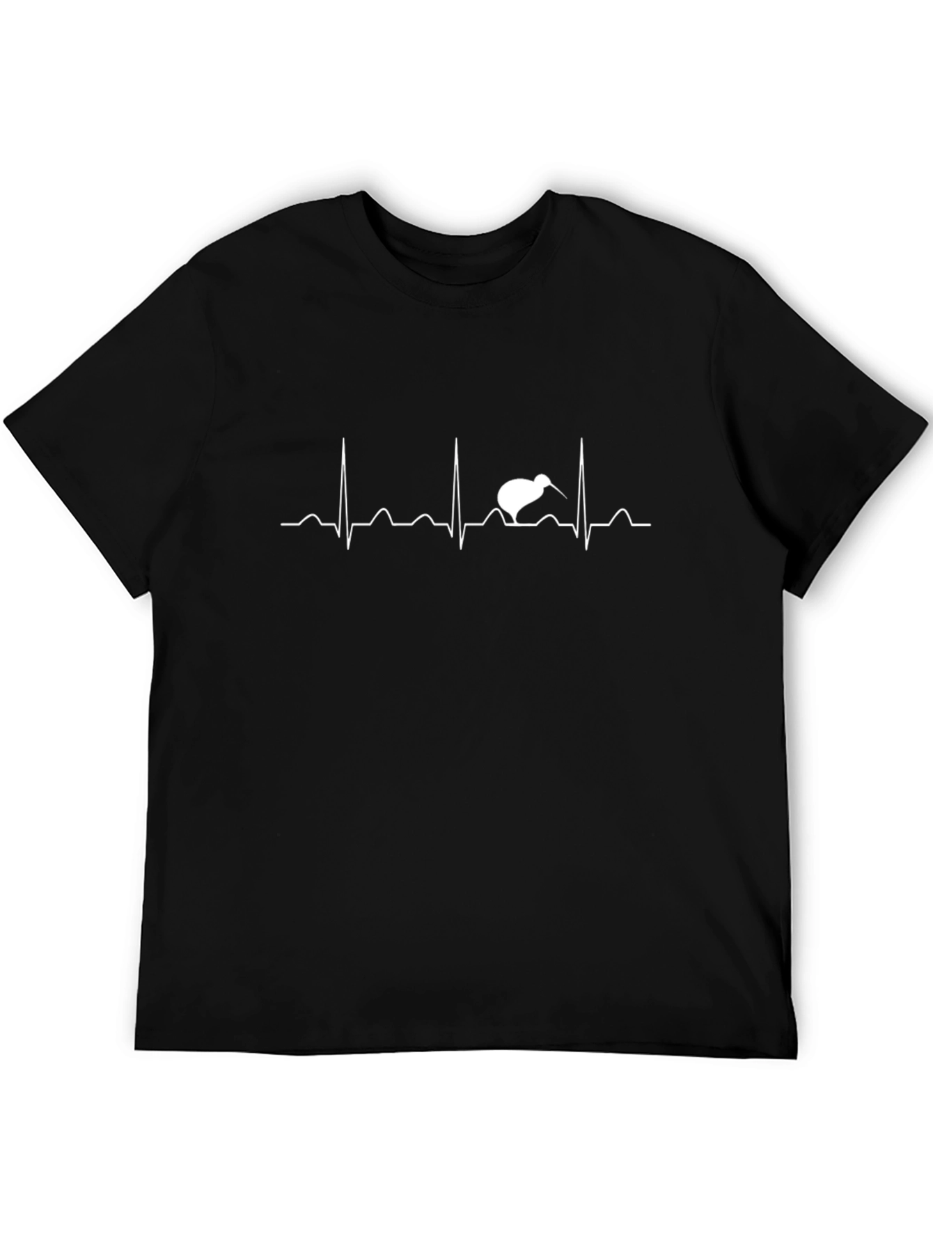 Kiwi Bird EKG Heartbeat Graphic Tee - Black