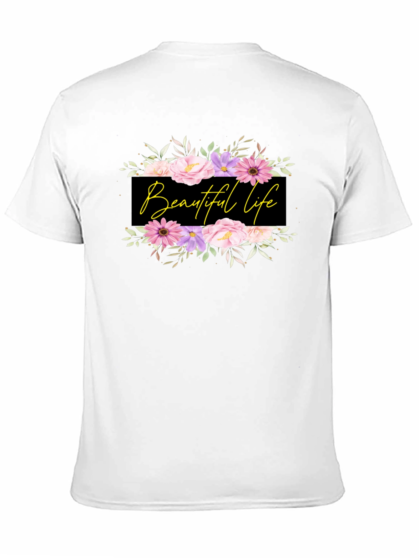 Beautiful Life Floral Graphic Black T-Shirt
