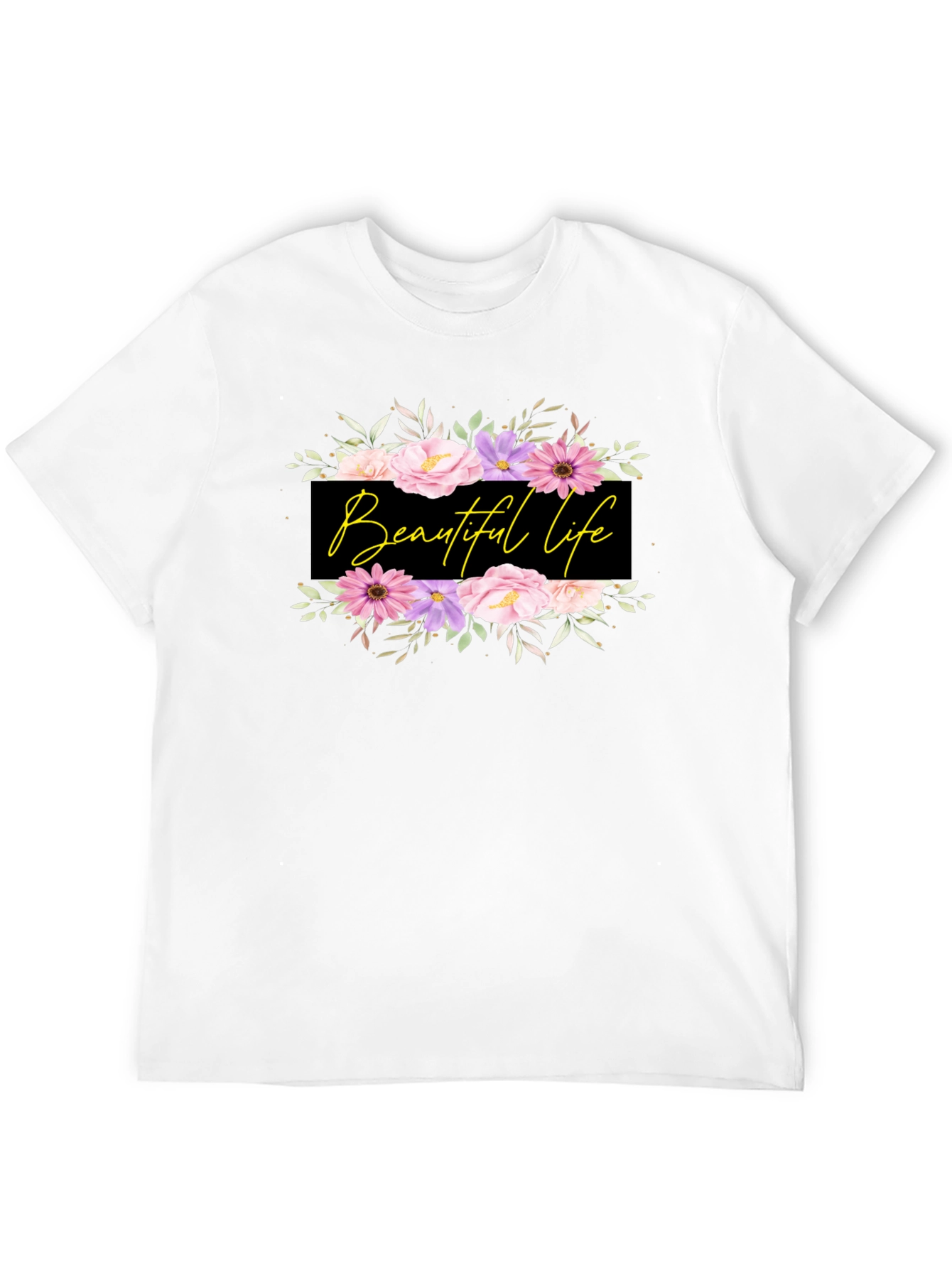 Beautiful Life Floral Graphic Black T-Shirt