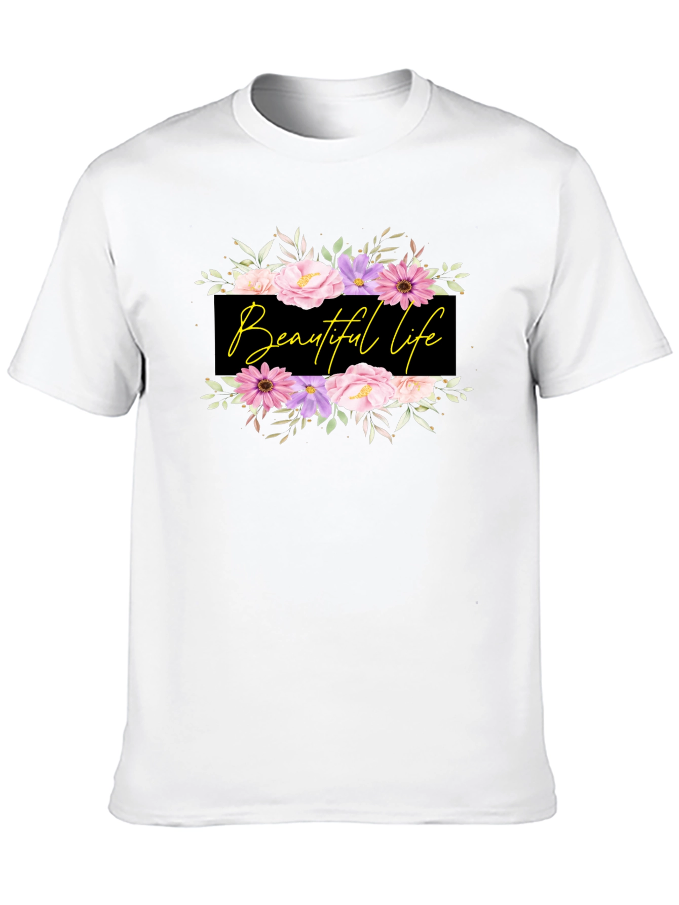 Beautiful Life Floral Graphic Black T-Shirt