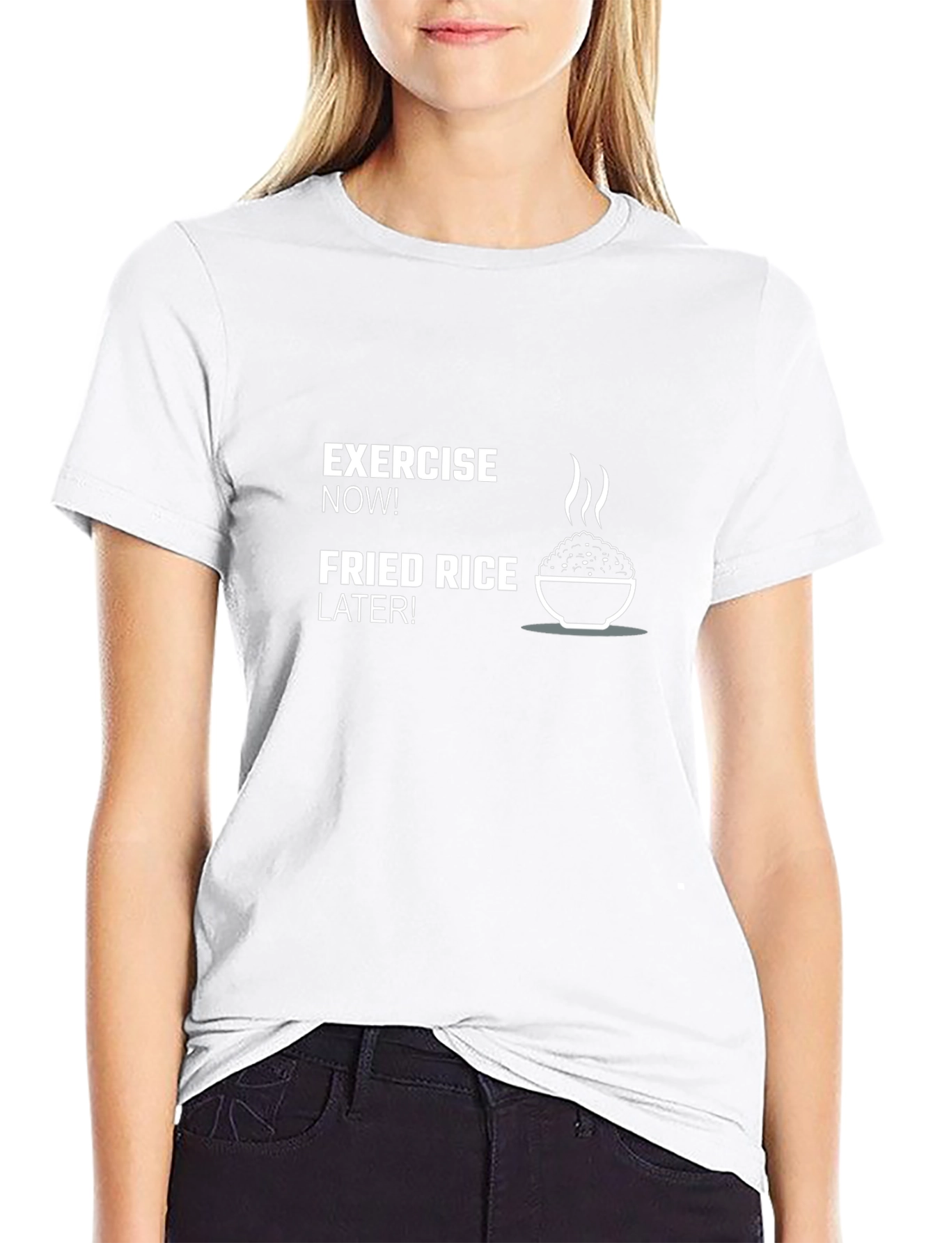 Exercise Now Fried Rice Later Mens T-Shirt