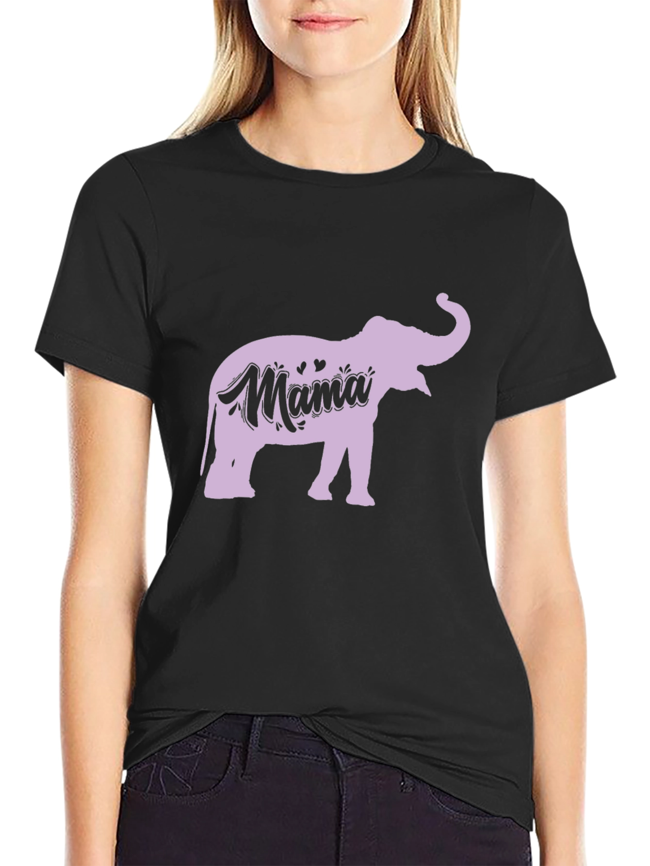 Mama Elephant Graphic Tee - Black Casual Shirt