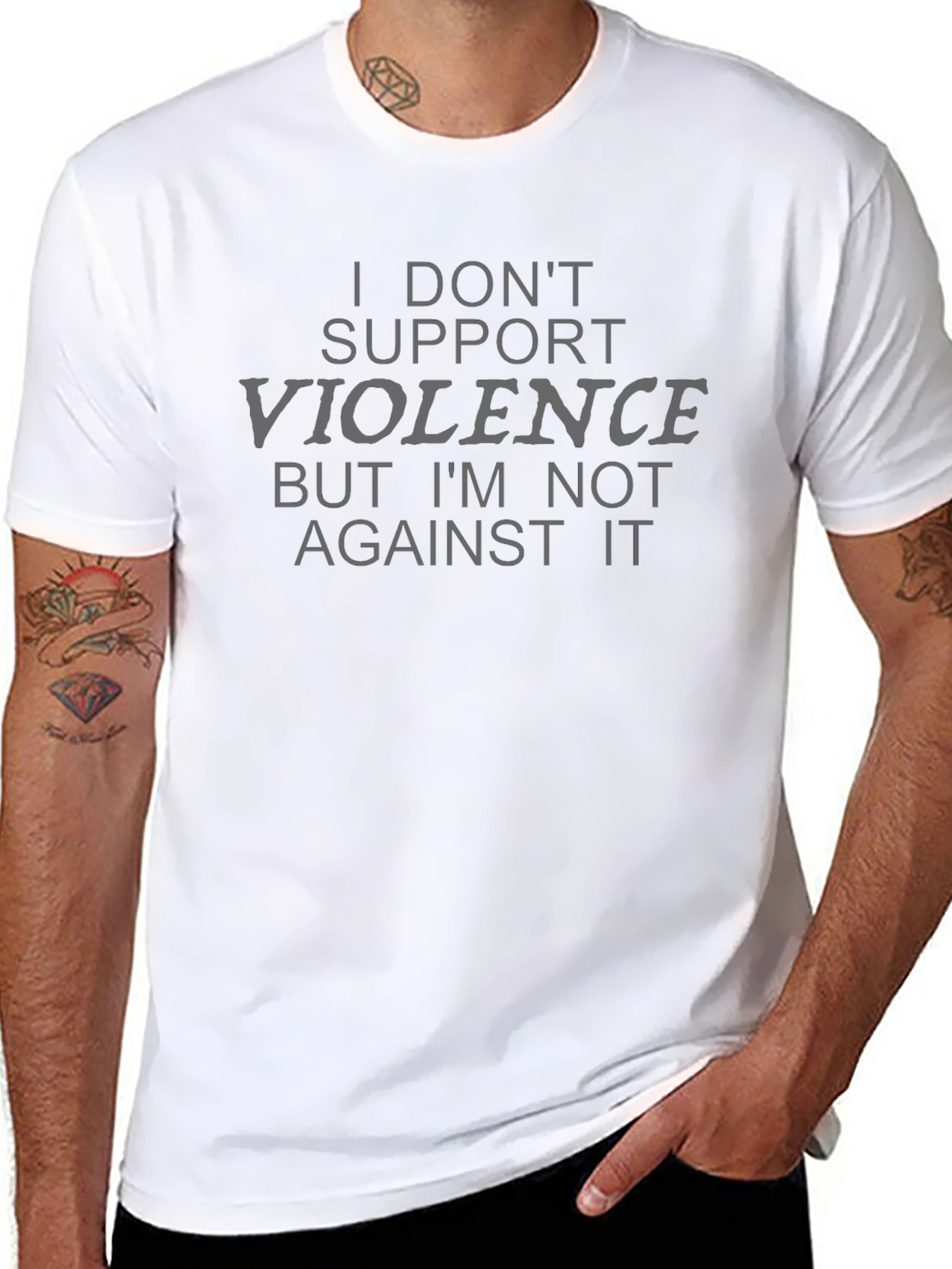I Dont Support Violence Mens Black T-Shirt
