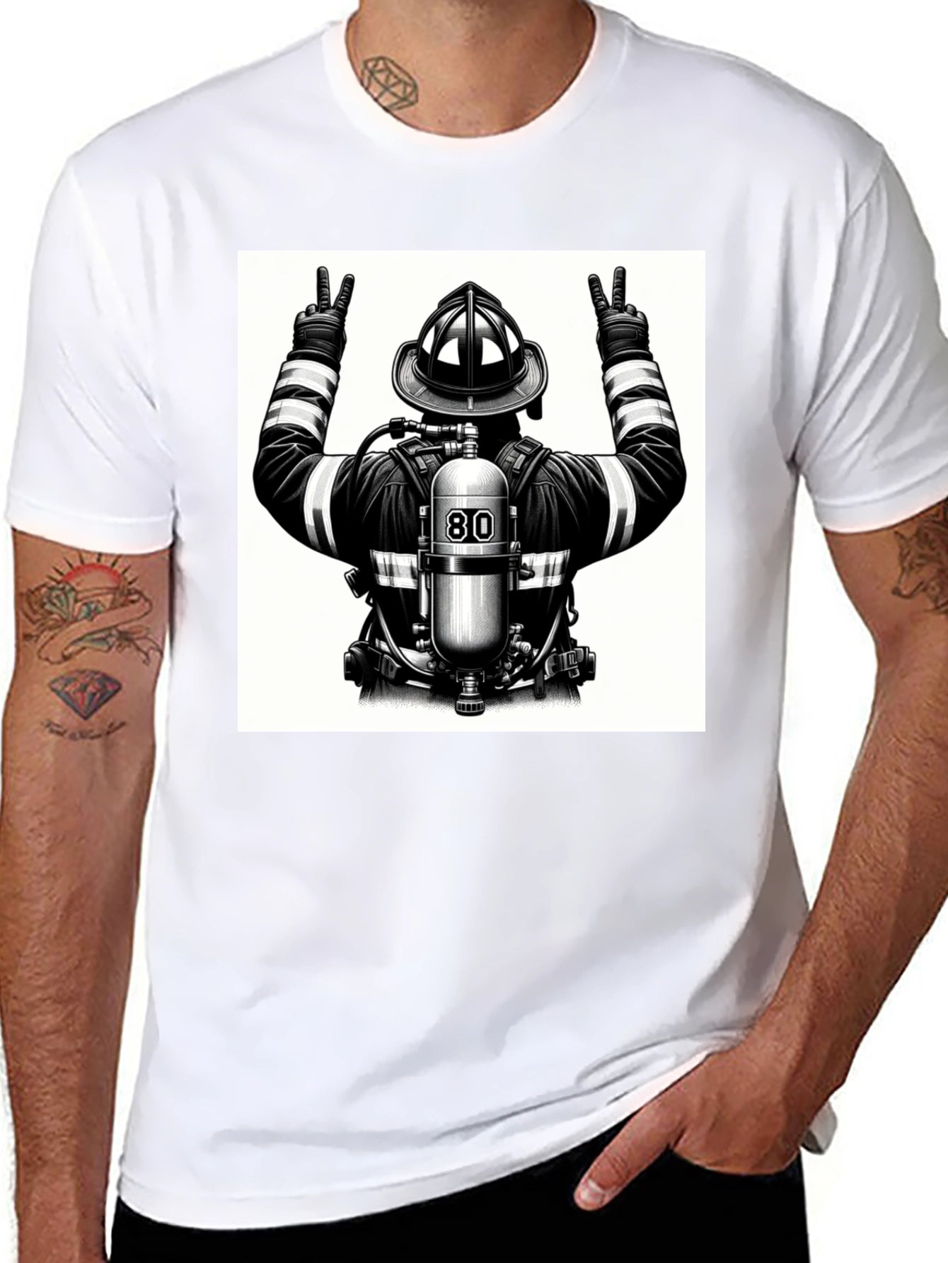 Firefighter Graphic T-Shirt - Black Cotton Tee