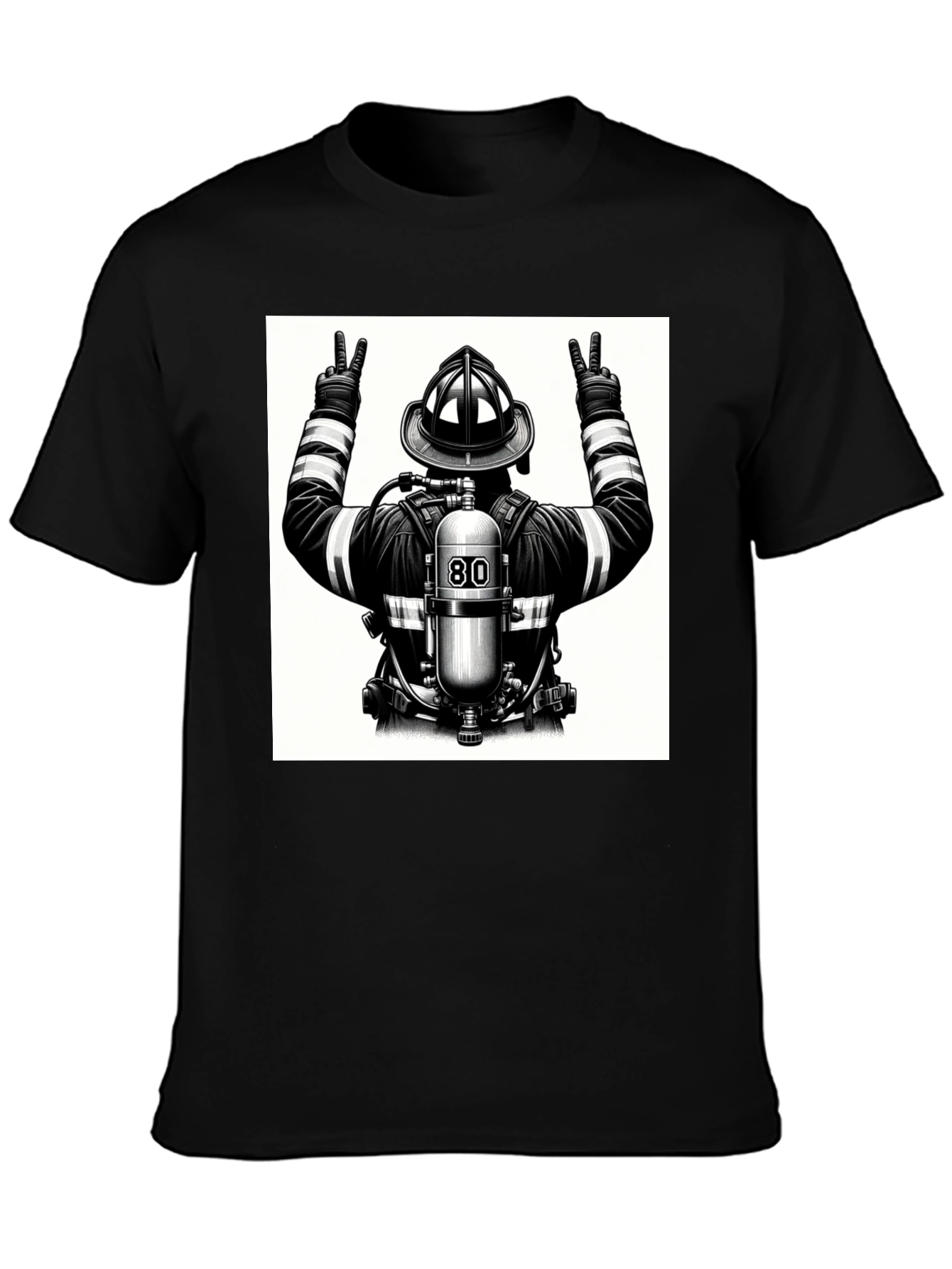 Firefighter Graphic T-Shirt - Black Cotton Tee