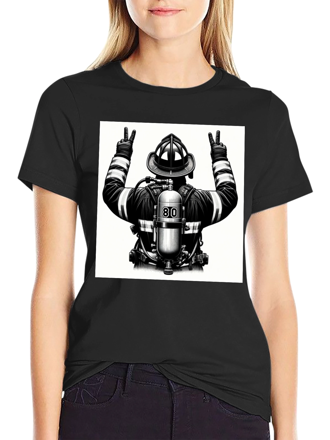 Firefighter Graphic T-Shirt - Black Cotton Tee