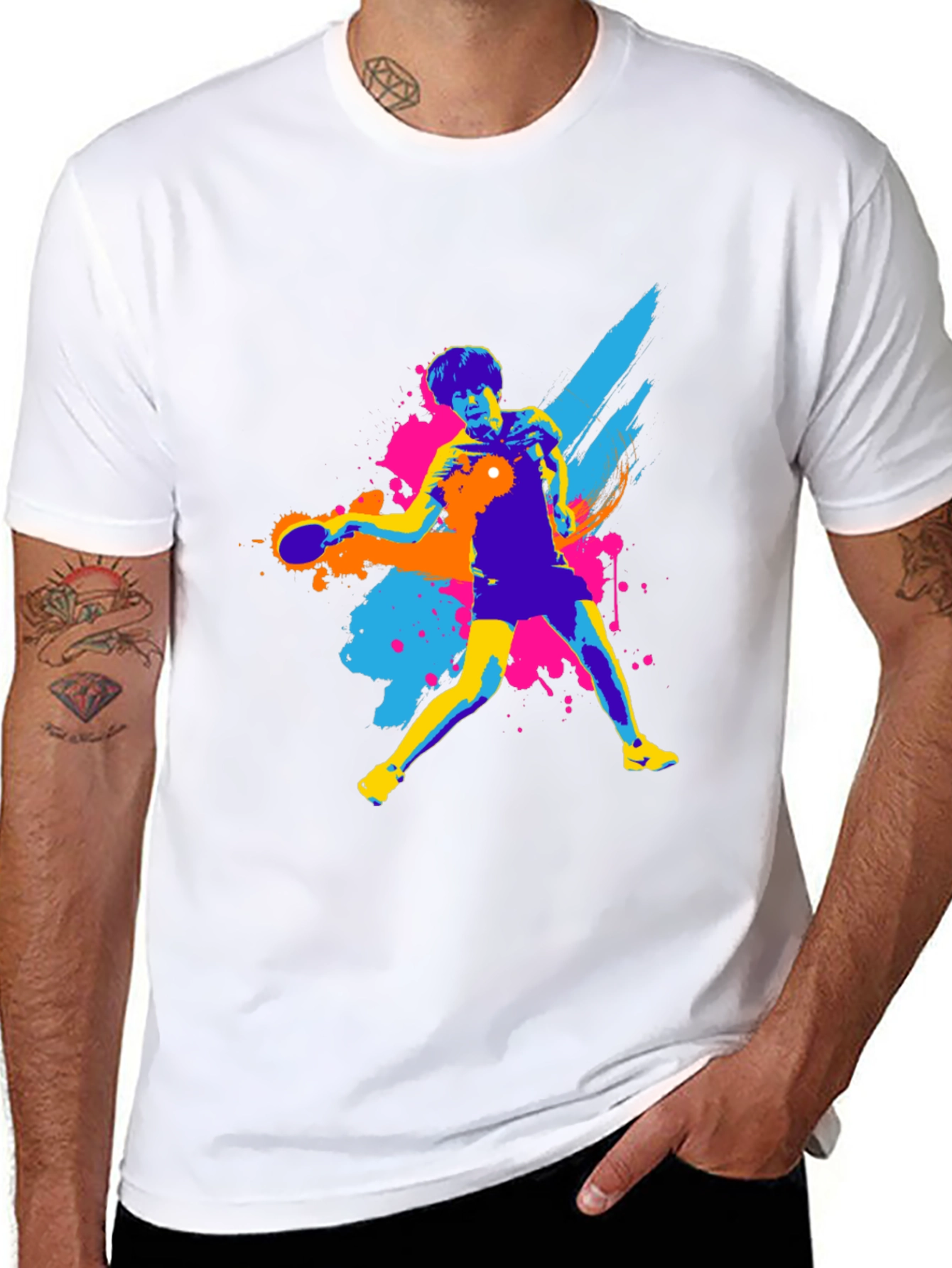 Ping Pong Player Graphic Tee - Black T-Shirt