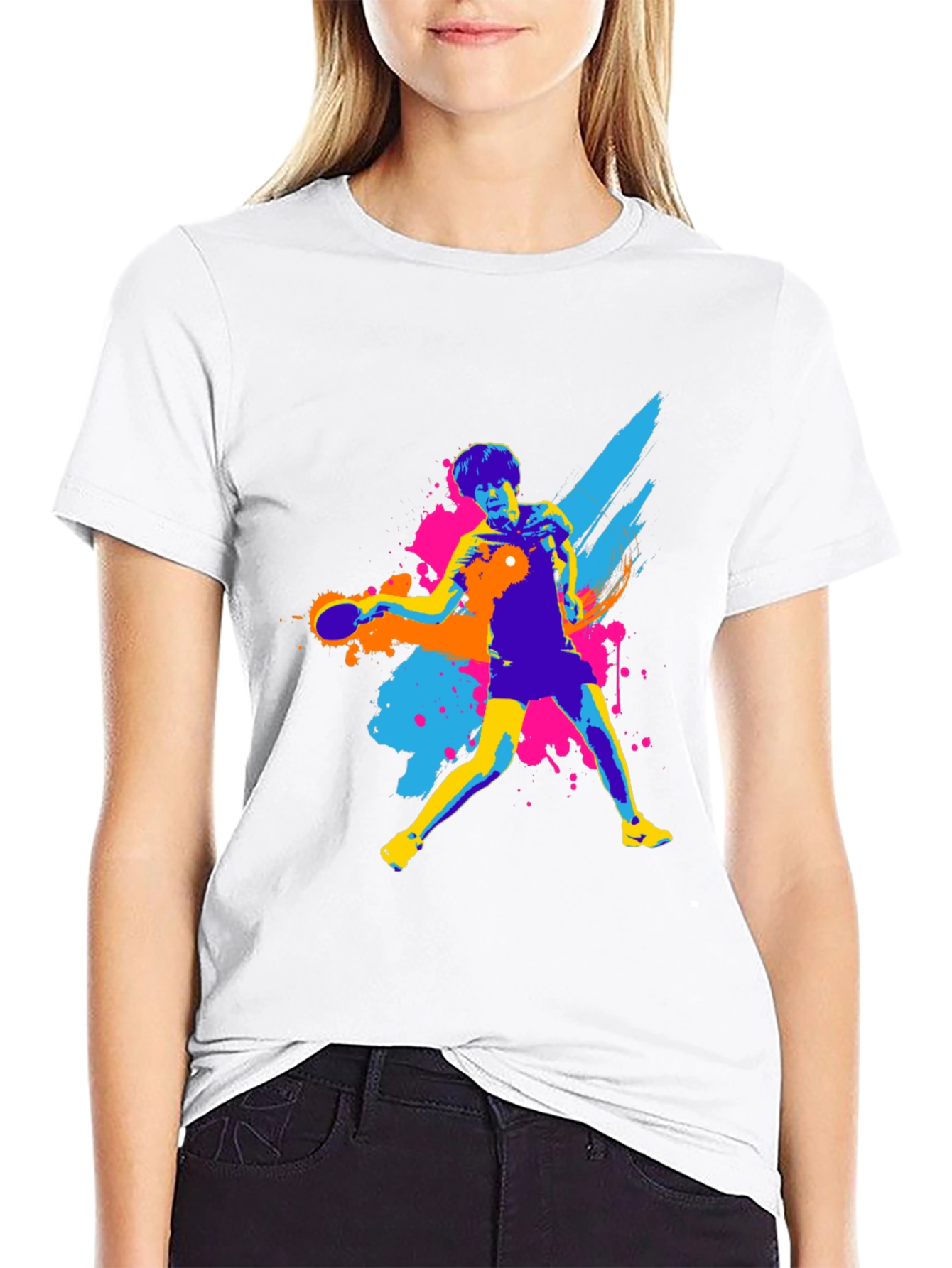 Ping Pong Player Graphic Tee - Black T-Shirt