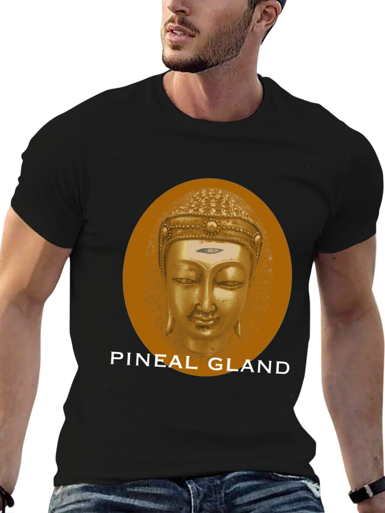 Pineal Gland Buddha Head Graphic Tee - Black