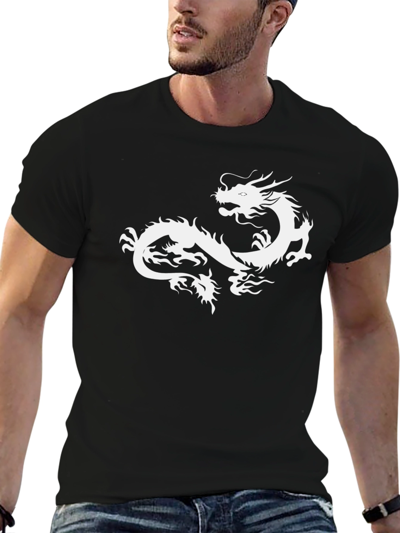 Black Dragon Graphic Tee - Mens Crew Neck T-Shirt