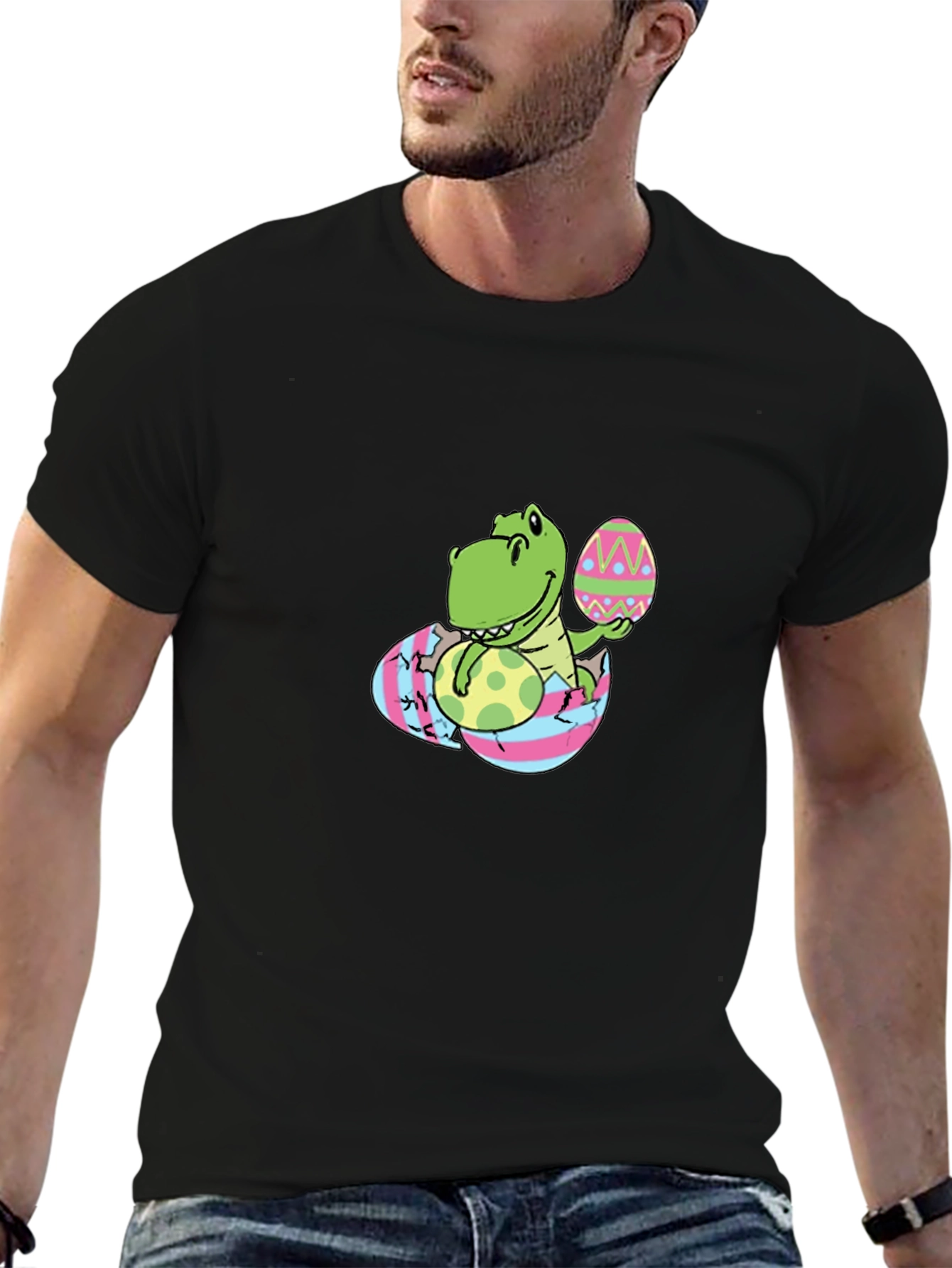Easter Dino T-Shirt - Cute Dinosaur with Egg