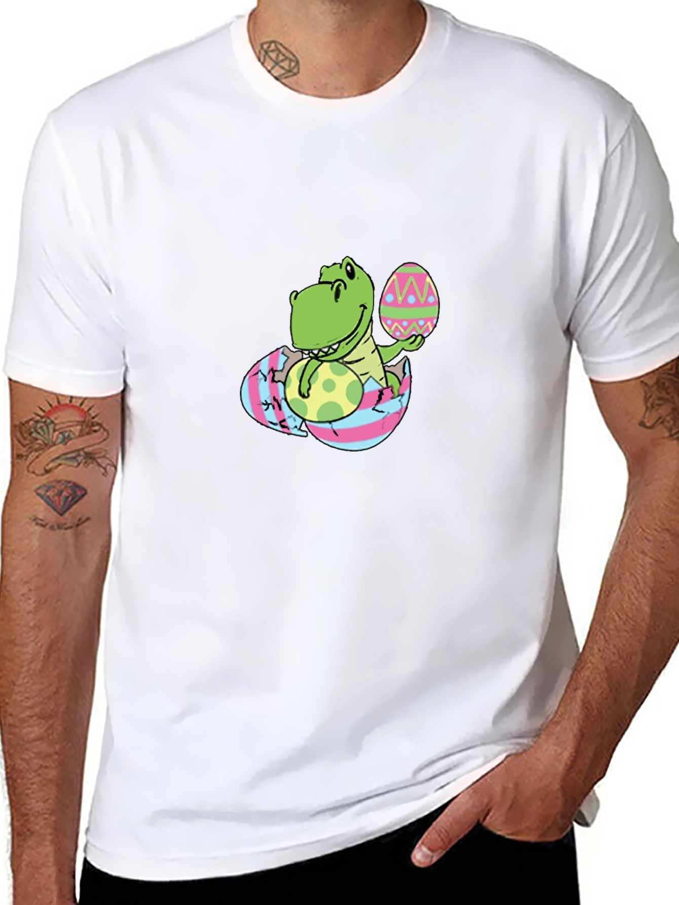 Easter Dino T-Shirt - Cute Dinosaur with Egg