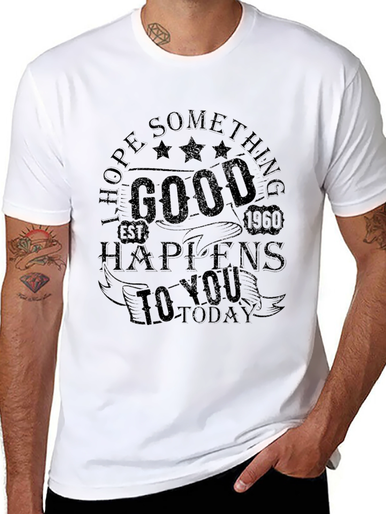 Black I Hope Something Good Happens Graphic Tee