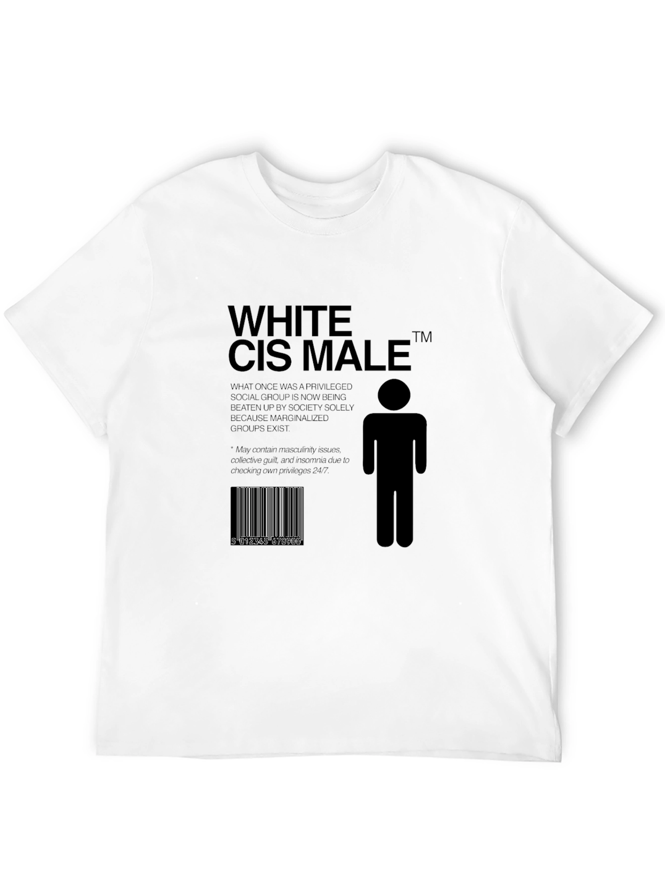 White Cis Male T-Shirt - Novelty Graphic Tee