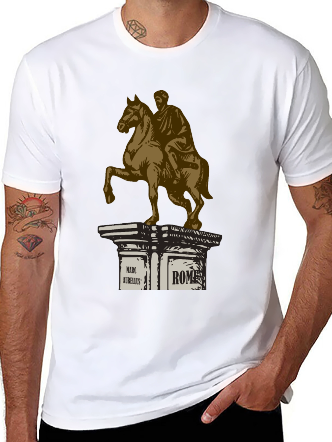 Marcus Aurelius Rome T-Shirt - Classic Equestrian Statue Design