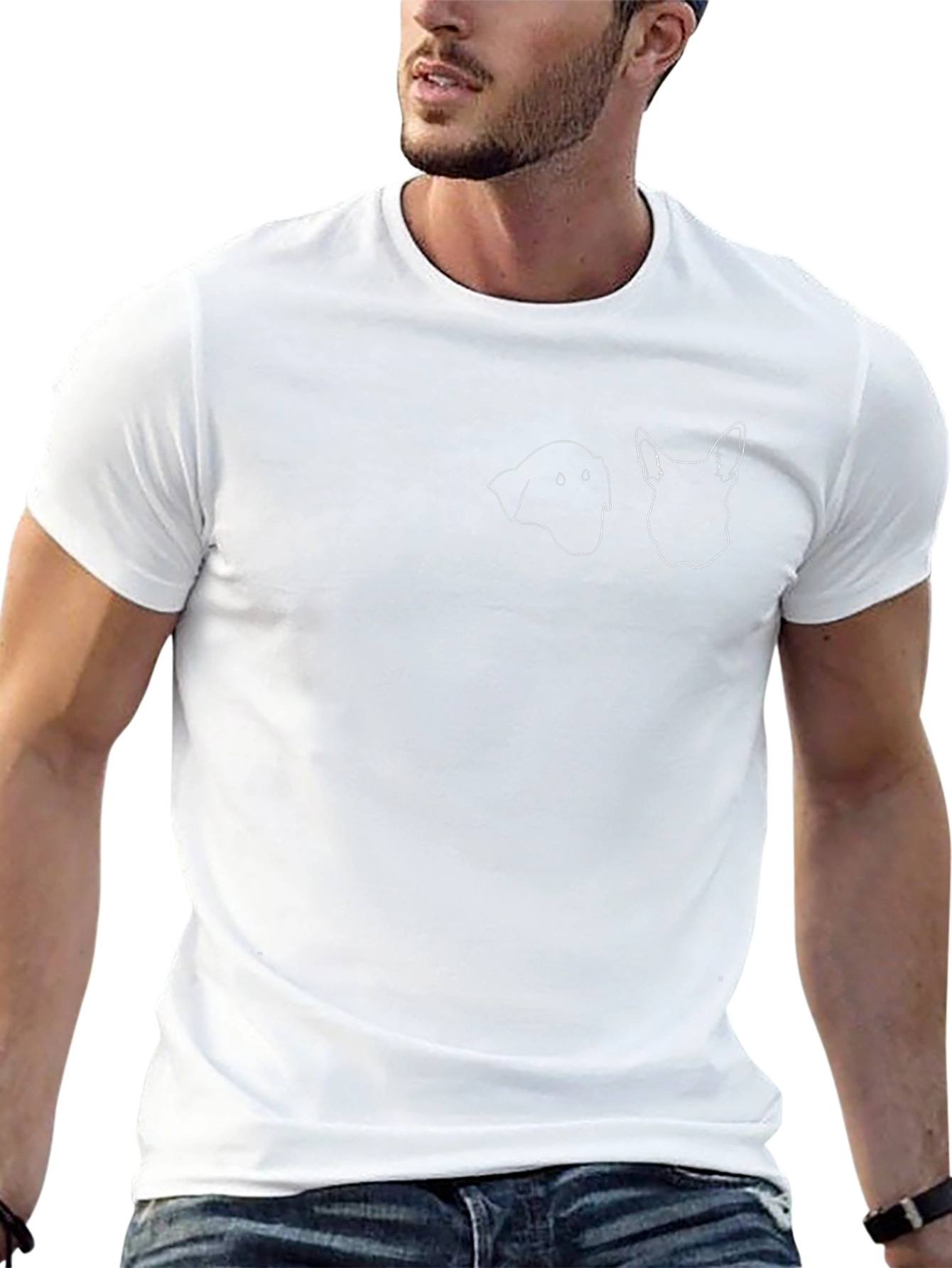 Dog Silhouette Graphic Print Tee - Black
