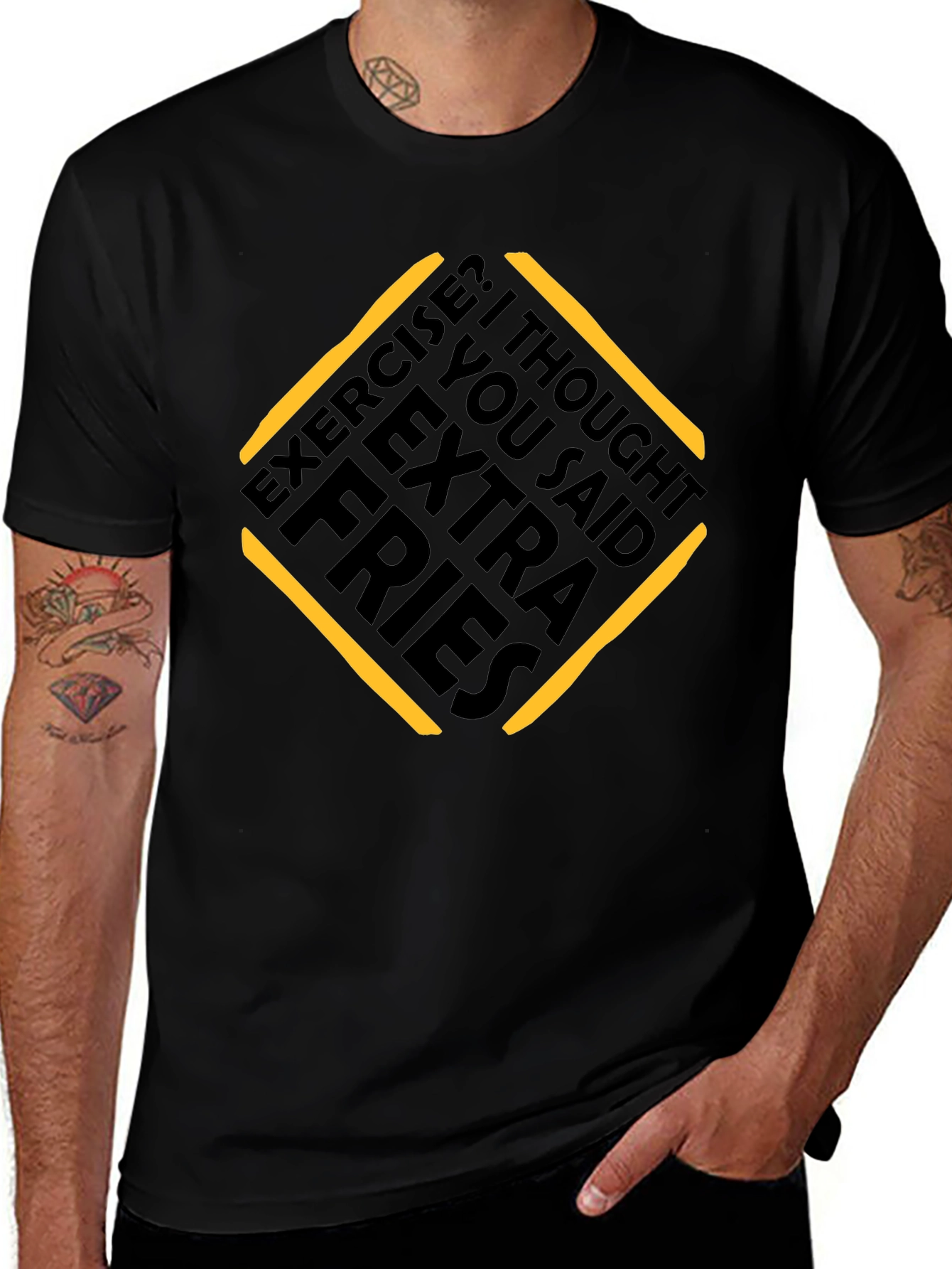 Extra Fries Graphic Tee - Funny Workout Shirt