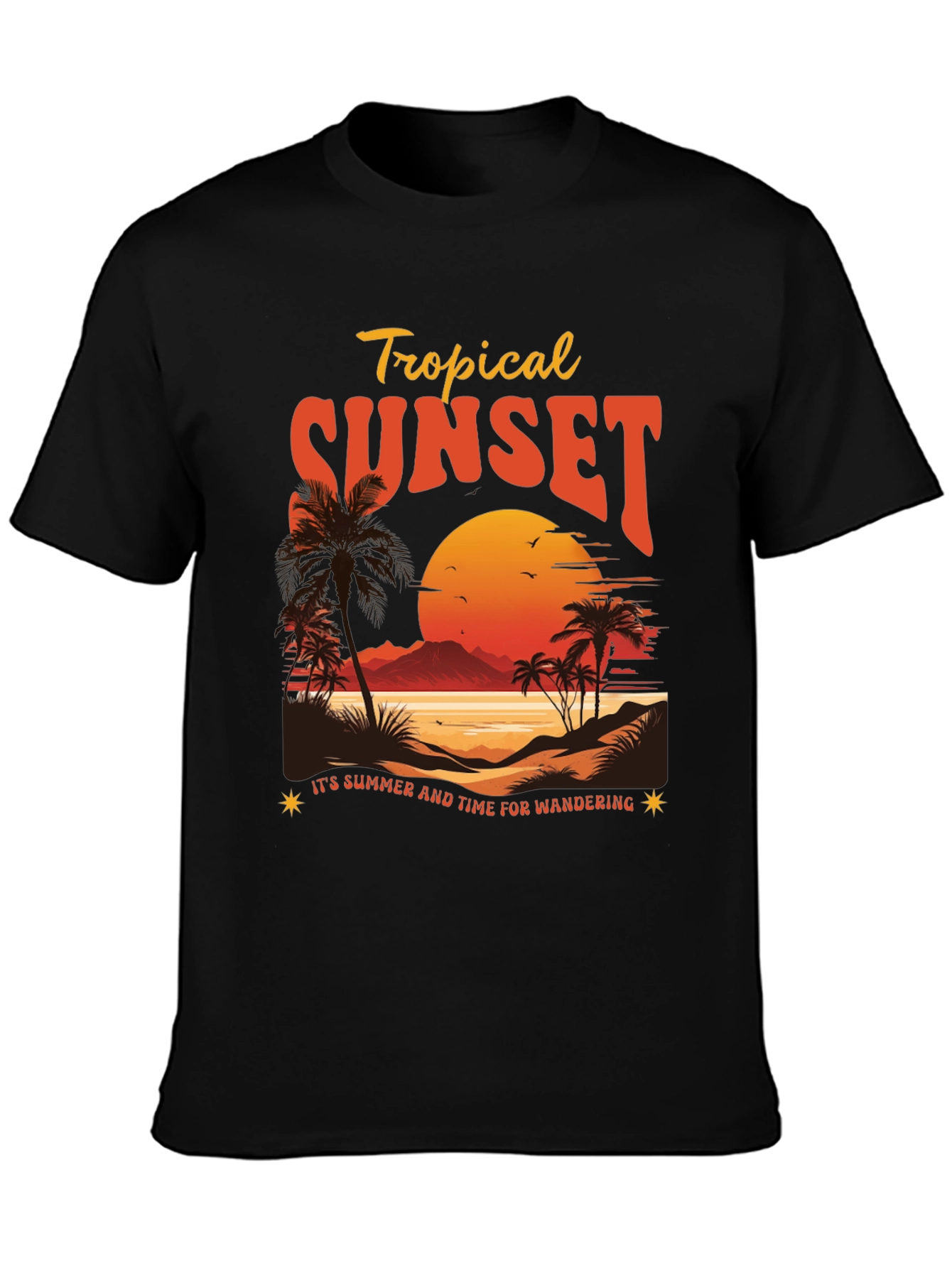 Tropical Sunset Graphic T-Shirt - Summer Wanderlust