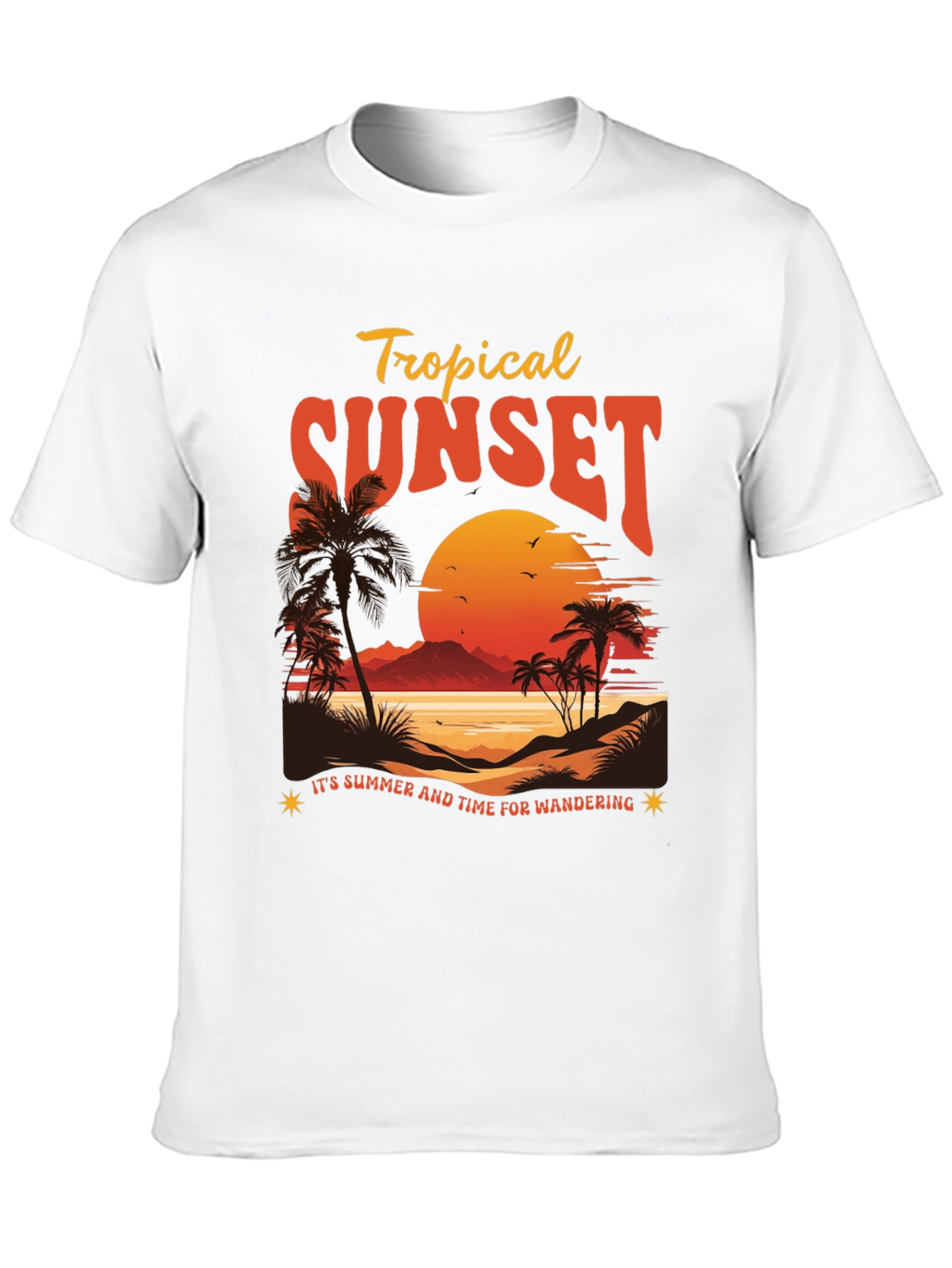 Tropical Sunset Graphic T-Shirt - Summer Wanderlust