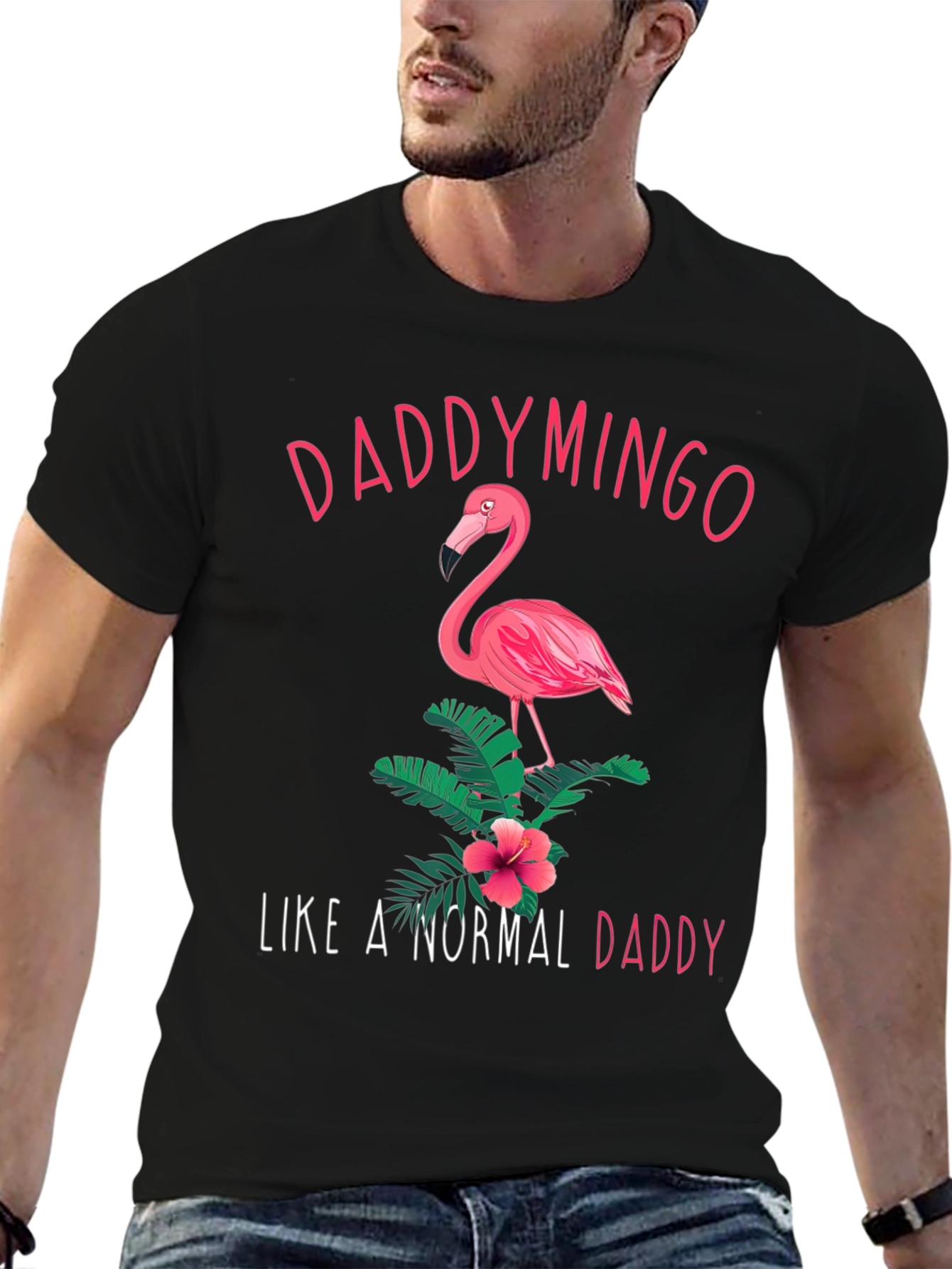 Daddymingo Flamingo Graphic Black T-Shirt